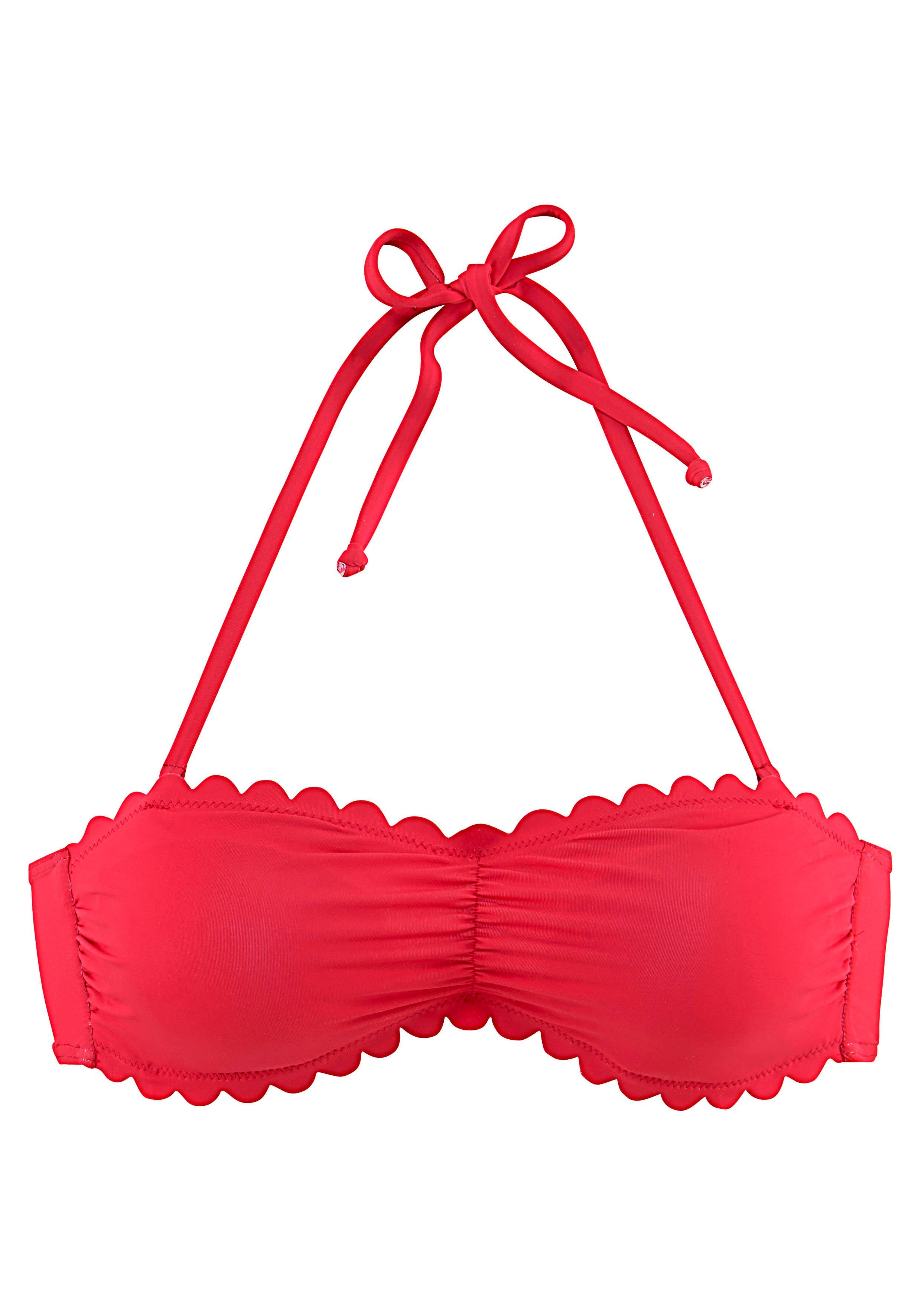 Lascana Bandeau-bikinitop Scallop met gelaserd schulprandje bandeau bikini's maat 36 rood
