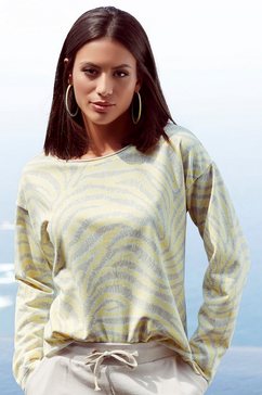 lascana sweatshirt met statement-print geel