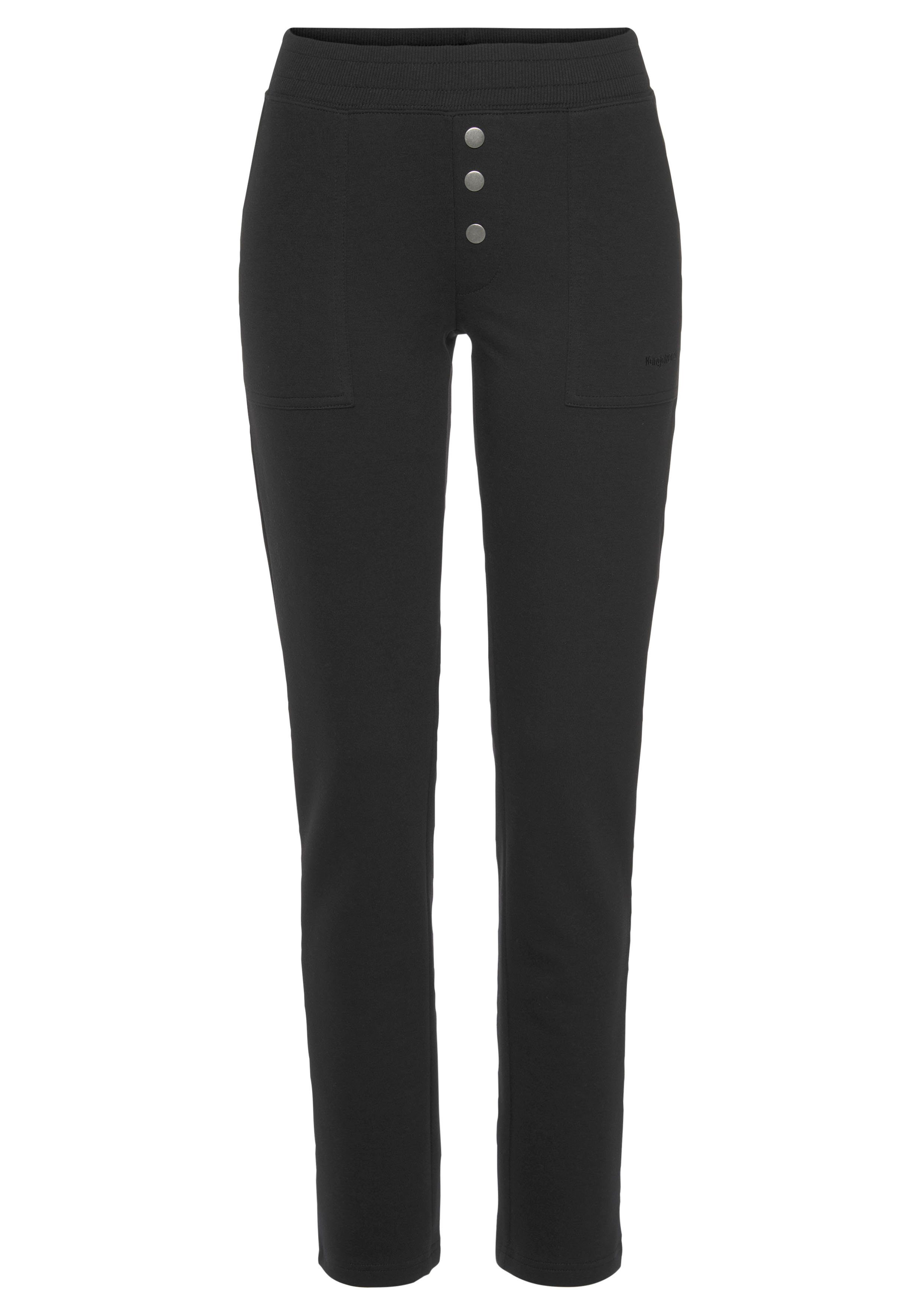 KangaROOS Relaxbroek met decoratieve knopen, loungepak lounge broeken maat 32/34 zwart