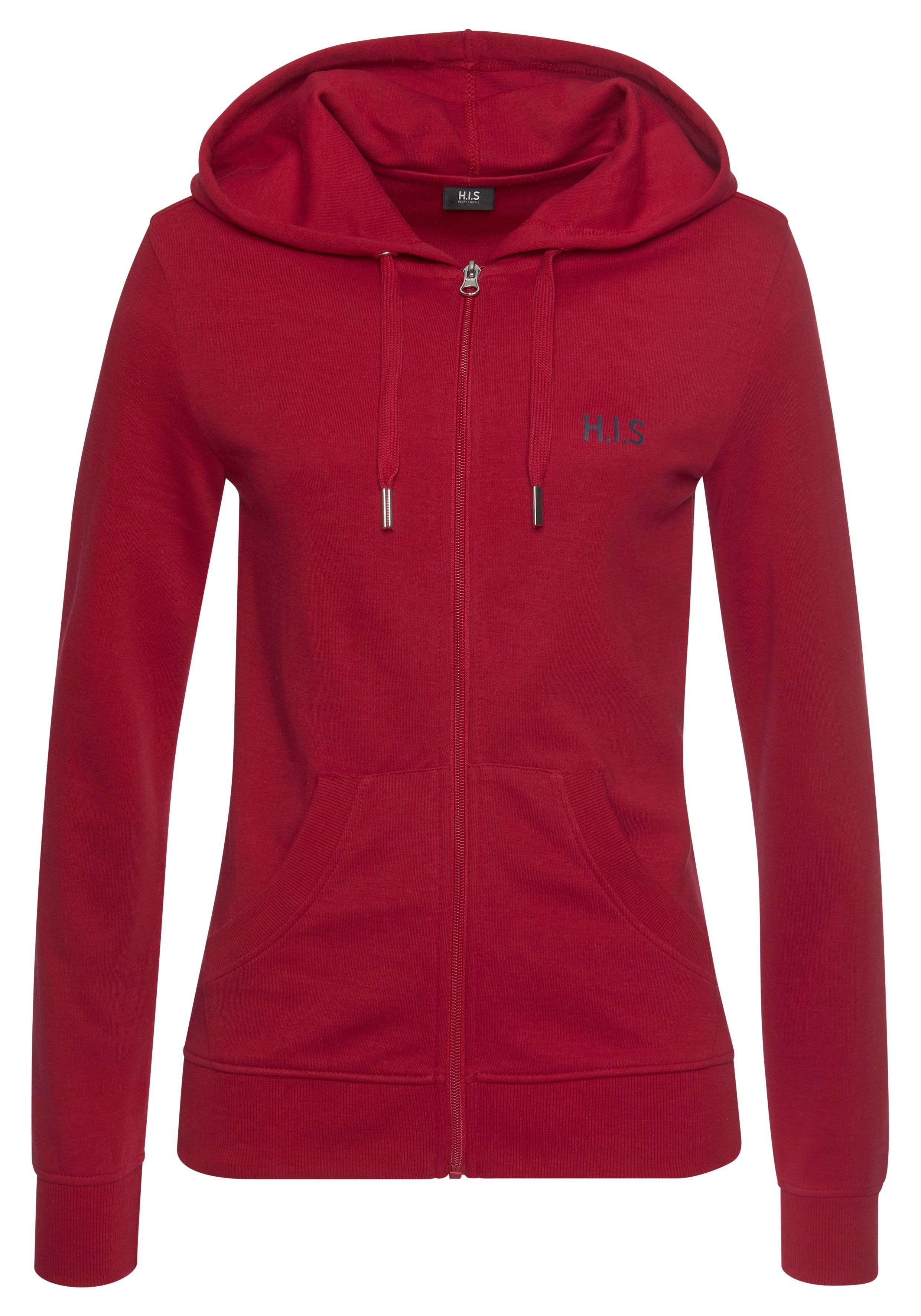 H.I.S Capuchonsweatvest Loungejack met capuchon en zijzakken, loungewear