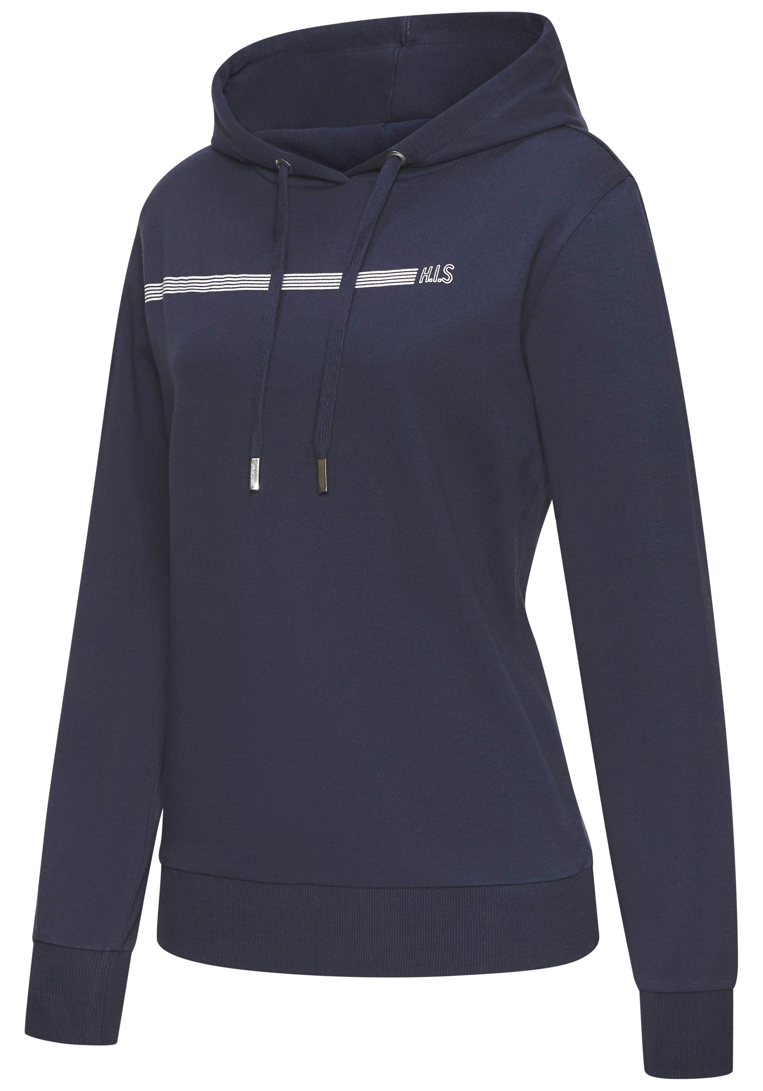 H.I.S Hoodie met kangoeroe zak en streepdru print