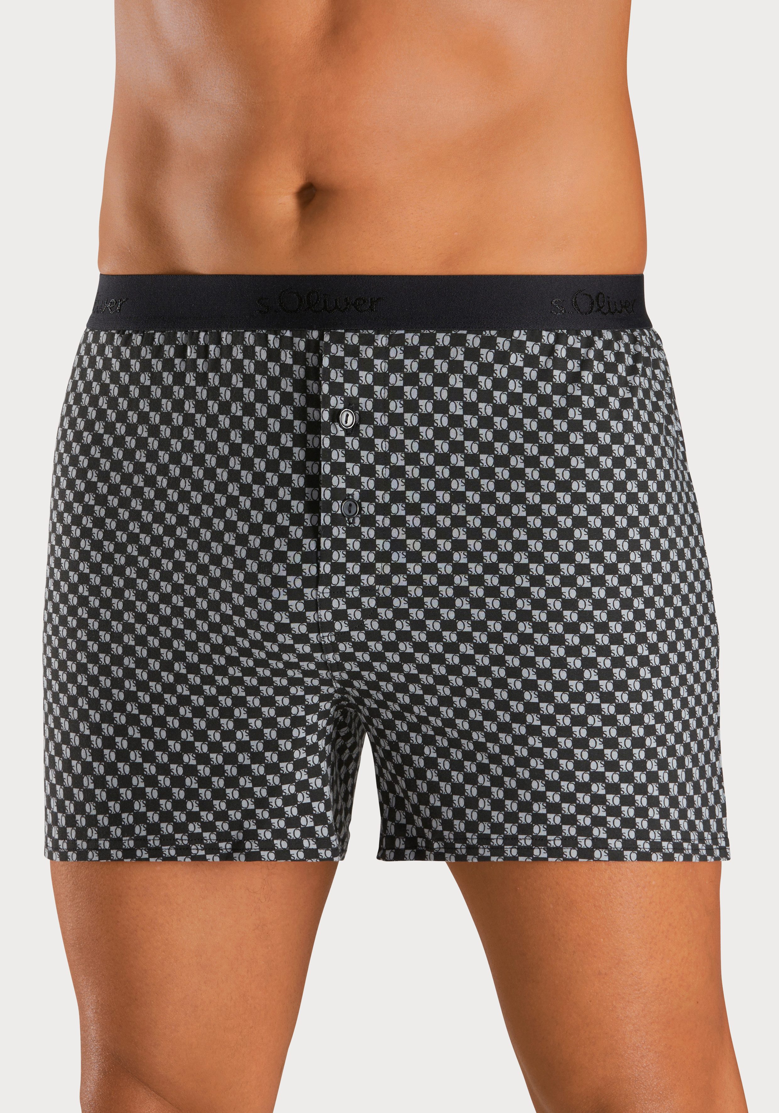 s.Oliver RED LABEL Beachwear Wijde boxershort unikleur en gedessineerd (set, 2 stuks)