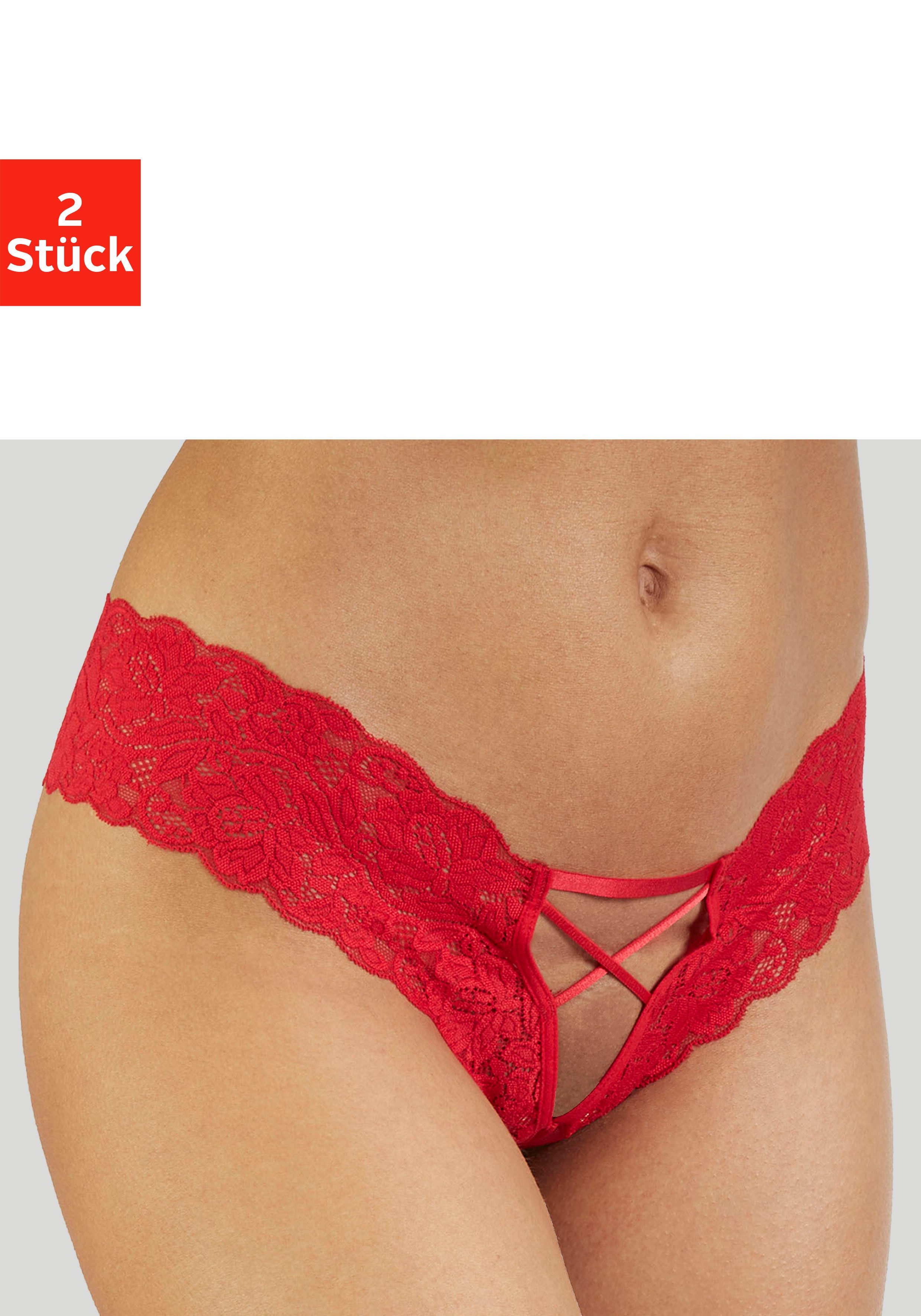 petite fleur gold Hipster met open kruisje in voordelige dubbele verpakking, met edele veters, lingerie (Set van 2)