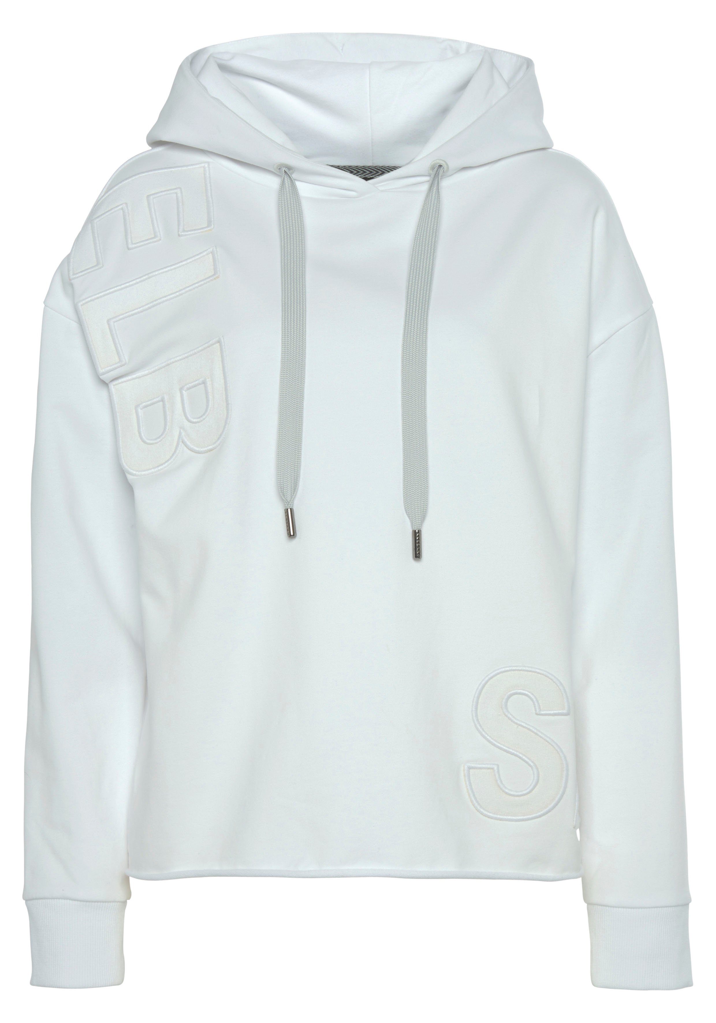 Elbsand Hoodie ELGIN met logo-borduurwerk, losse hoodie van elastische katoen strandtruien maat L (40) wit