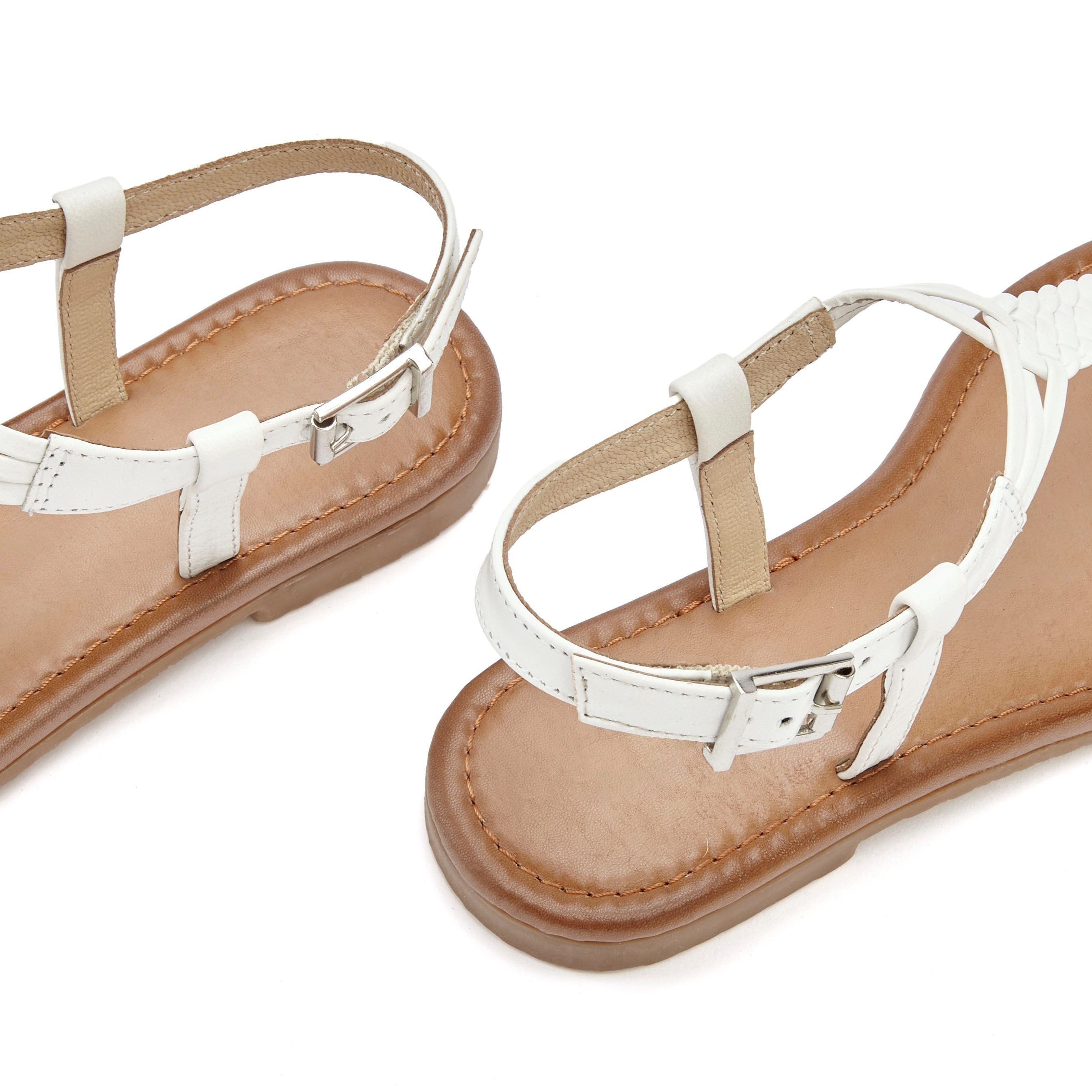 Vivance Teenslippers Sandalette, zomerschoen, sandaal van leer met vlecht-look