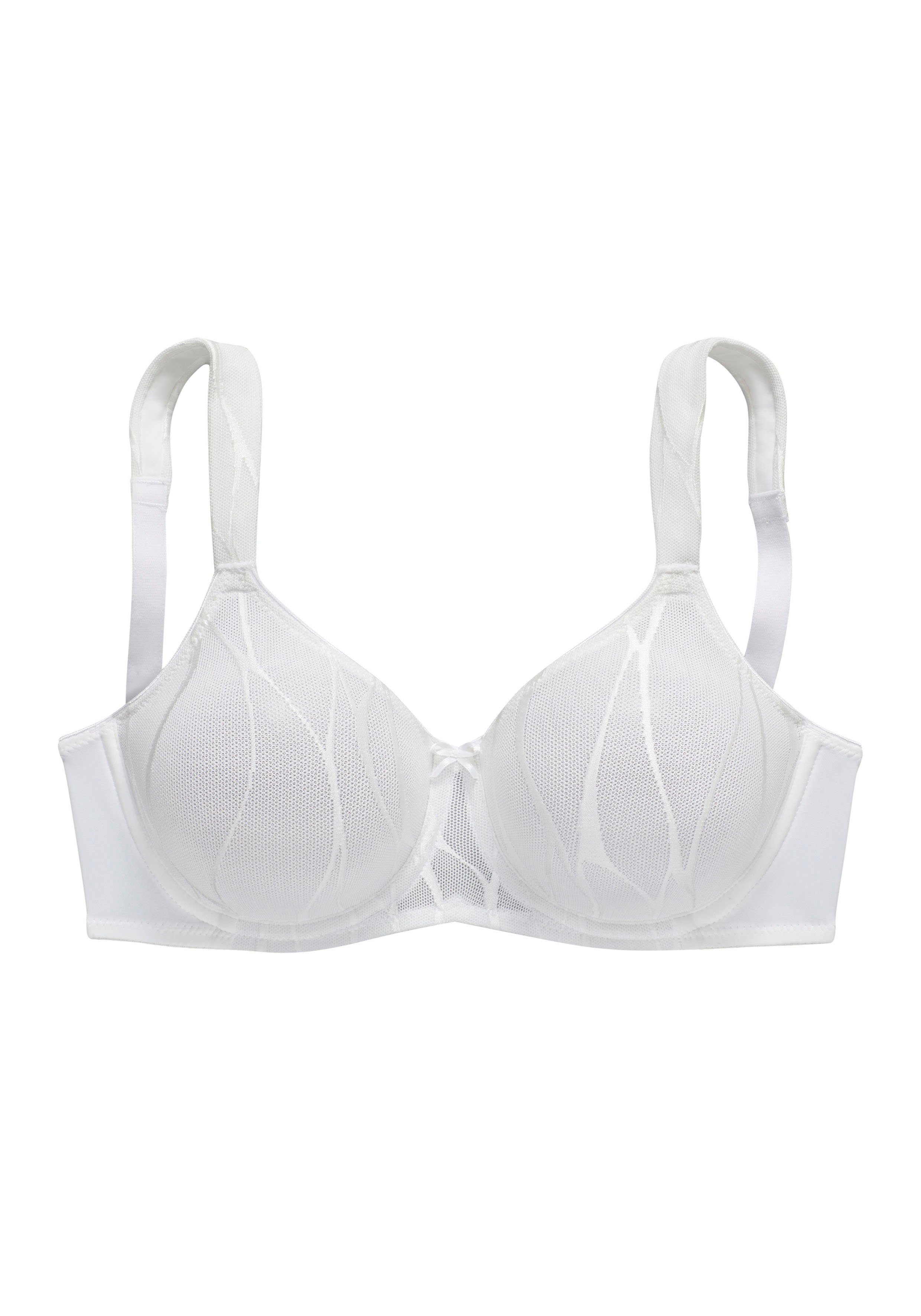 Nuance Minimizer-bh met beugel en brede, gevoerde bandjes, van mooi glanzend jacquard minimizer bh's maat 75 G wit
