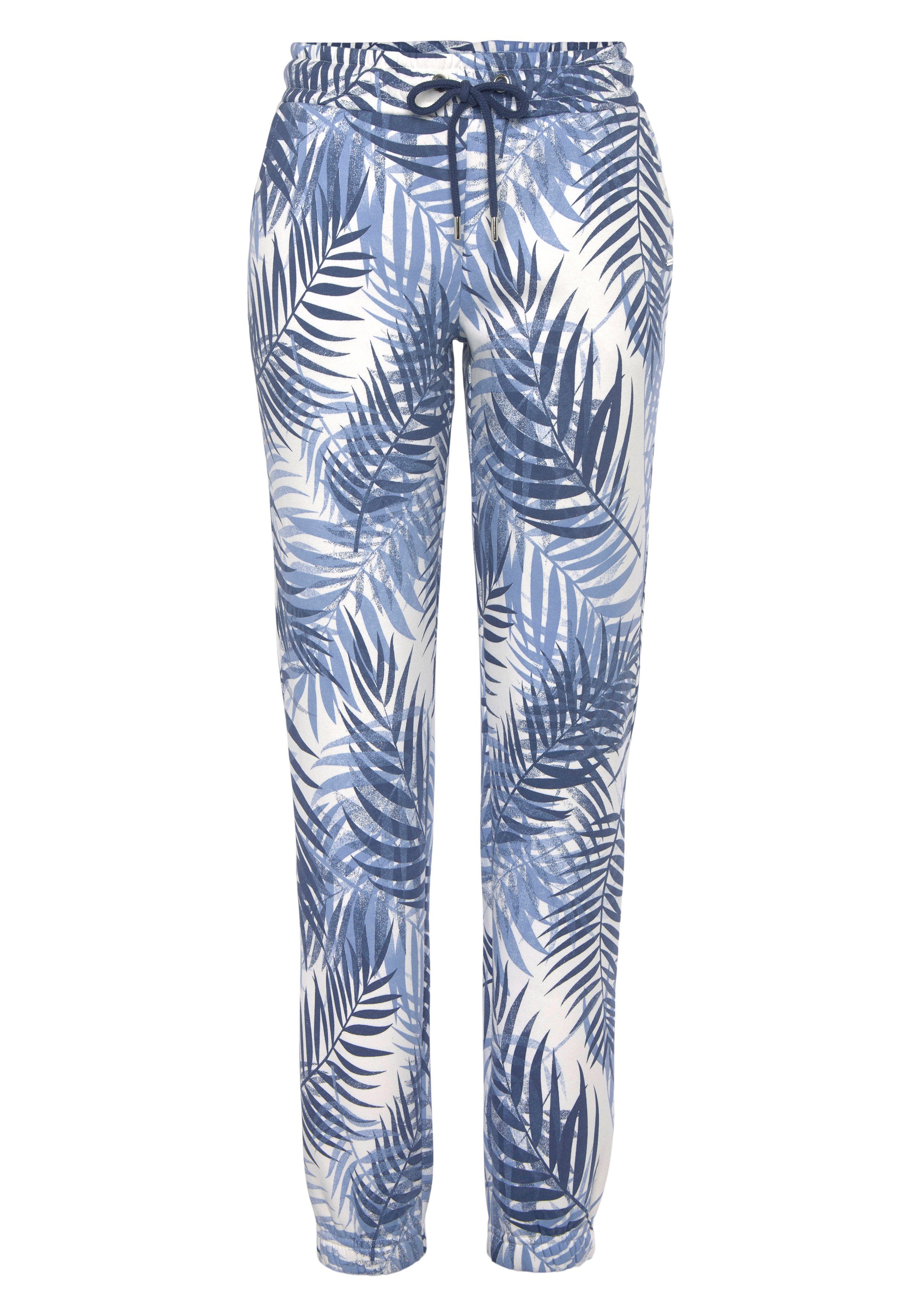 Lascana Sweatpants -Loungebroek Loungebroek met allover-print, loungewear (1-delig) lounge broeken maat 36/38 blauw