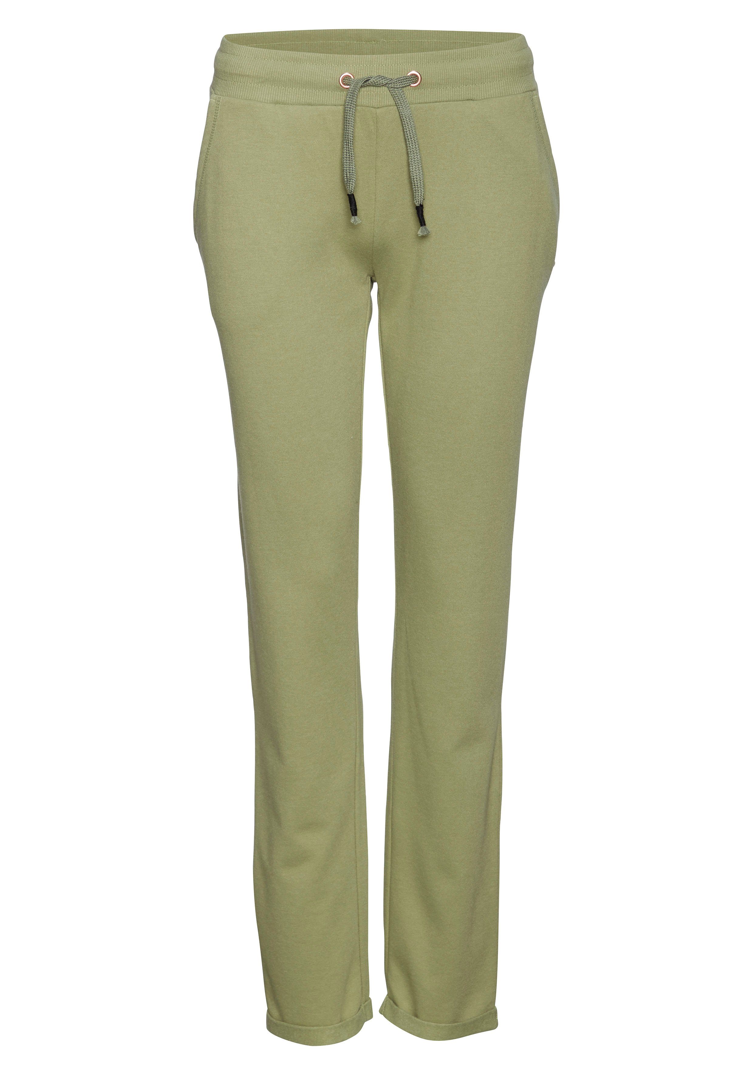 Lascana Sweatbroek met zijzakken, loungepak lounge broeken maat 40/42 groen