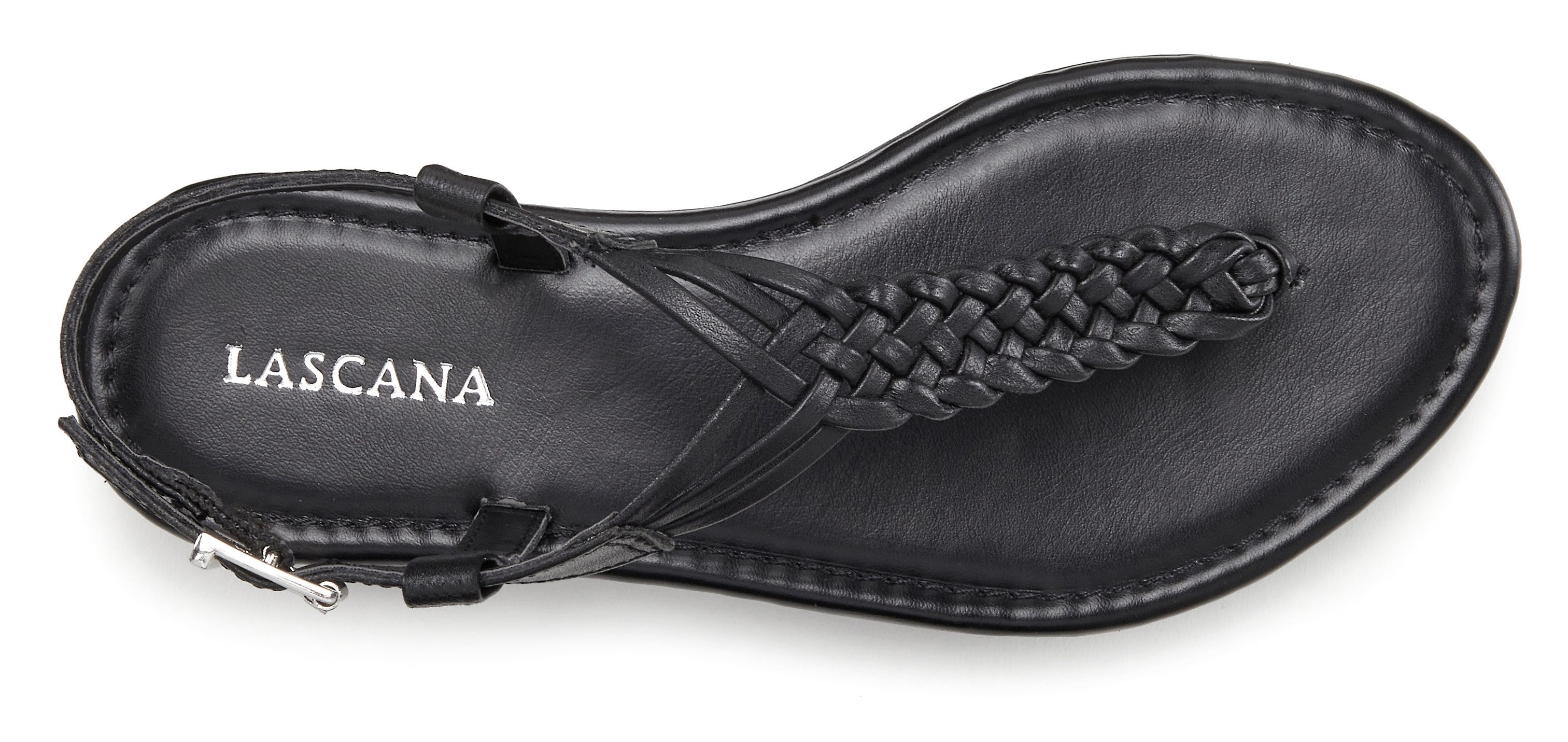 Lascana Teenslippers Sandalet, Zomerschoen Sandaal van leer met vlecht-look