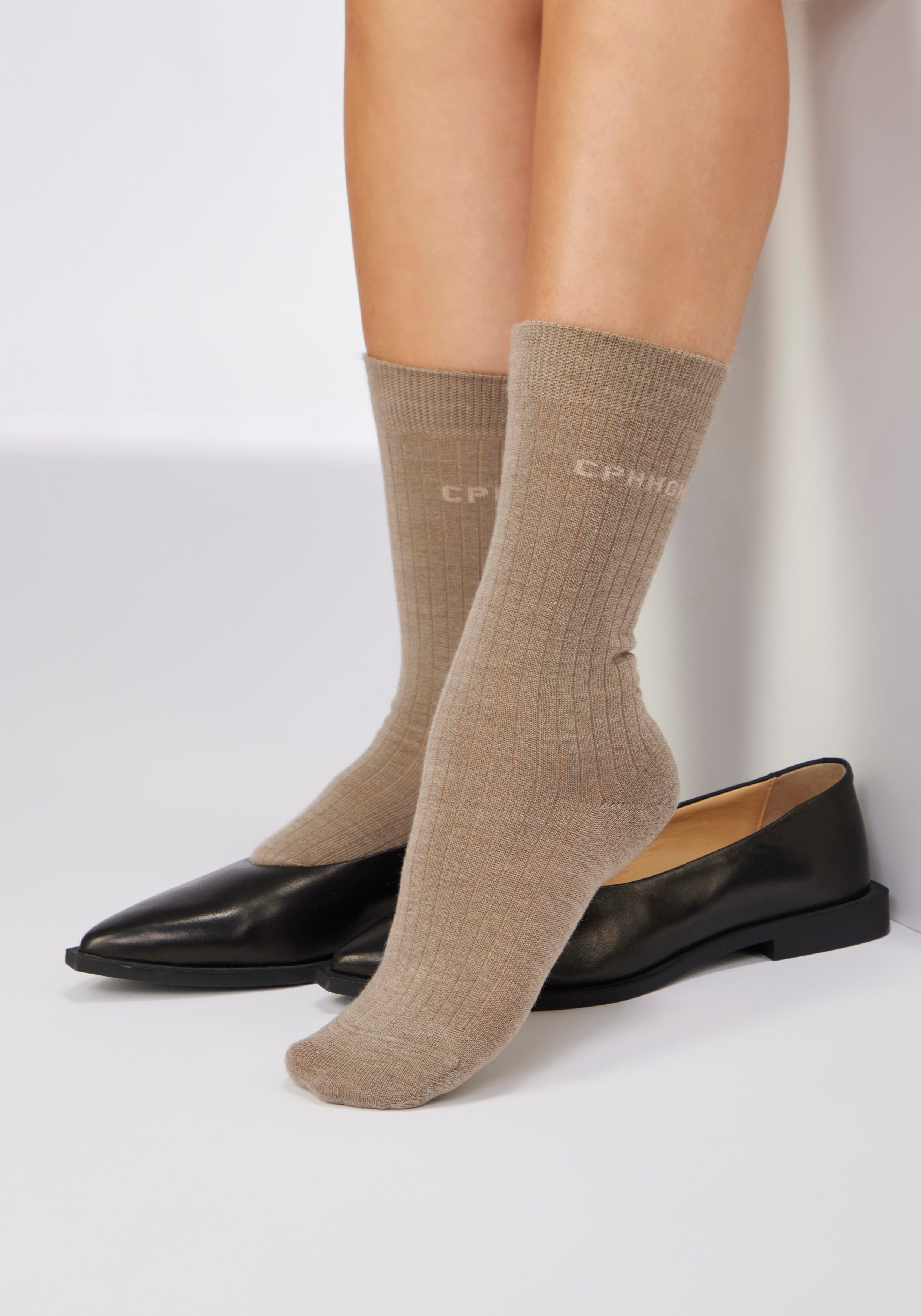 Copenhagen Studios Basic sokken geribbeld, met verwarmende wol (set, 2 paar)