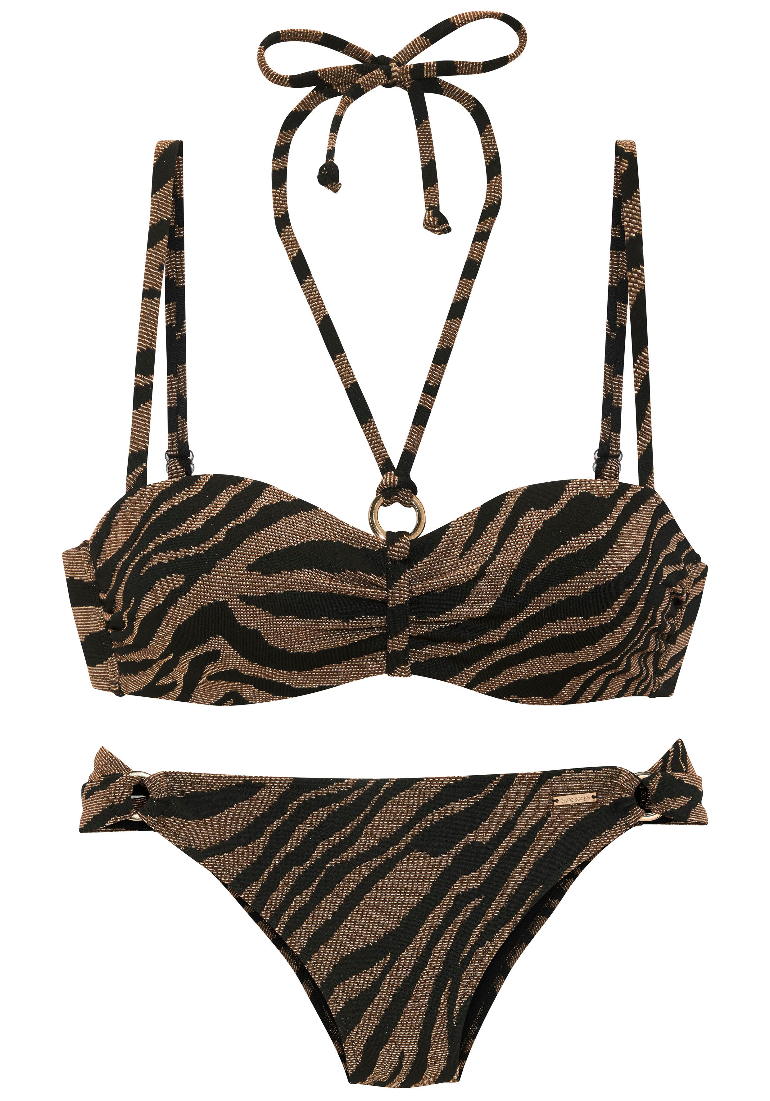 Bruno Banani Beugelbikini in bandeaumodel in tweekleurige animal-look