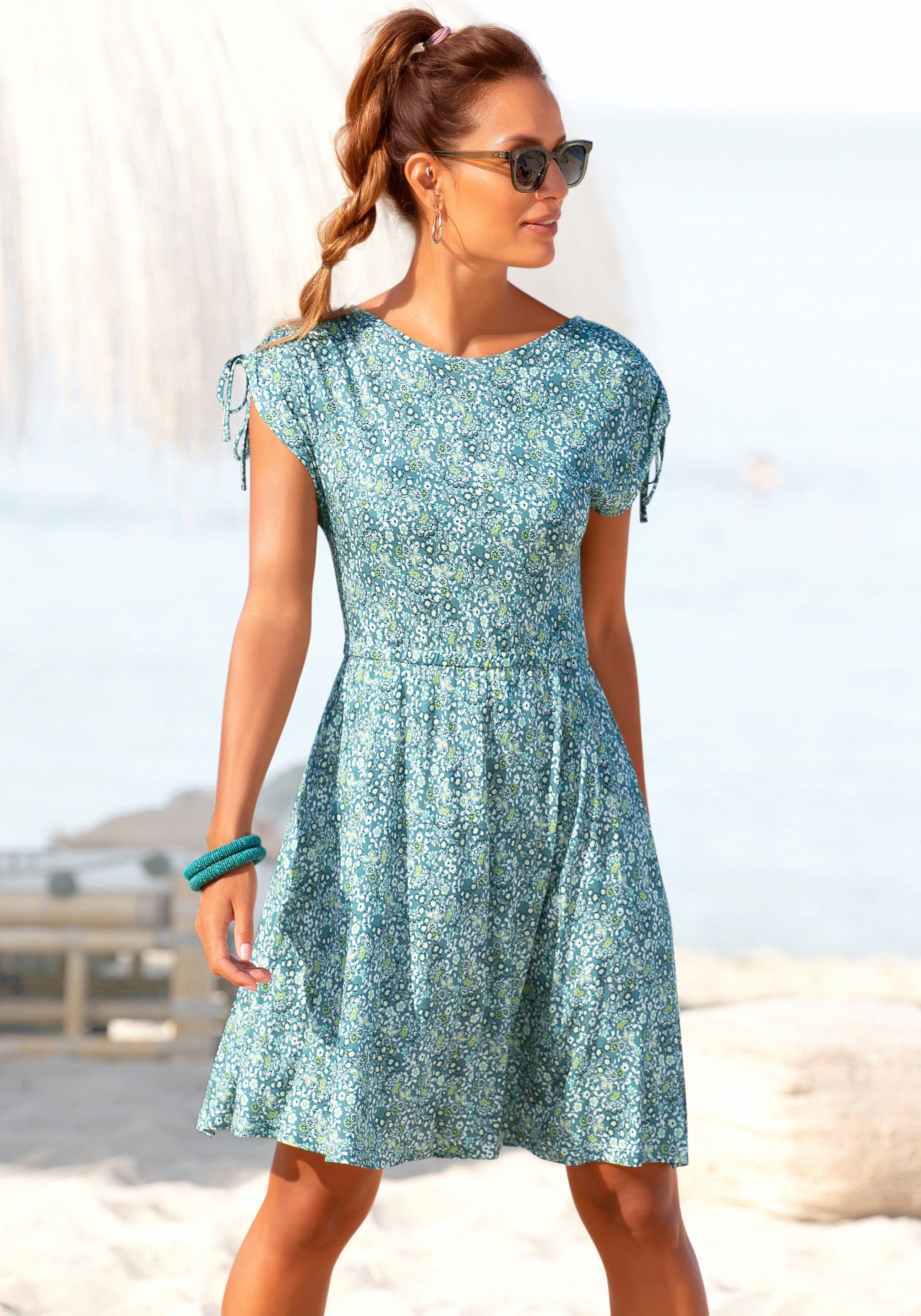 Vivance Jerseyjurk met bloemenprint, soepelvallende zomerjurk, strandjurk