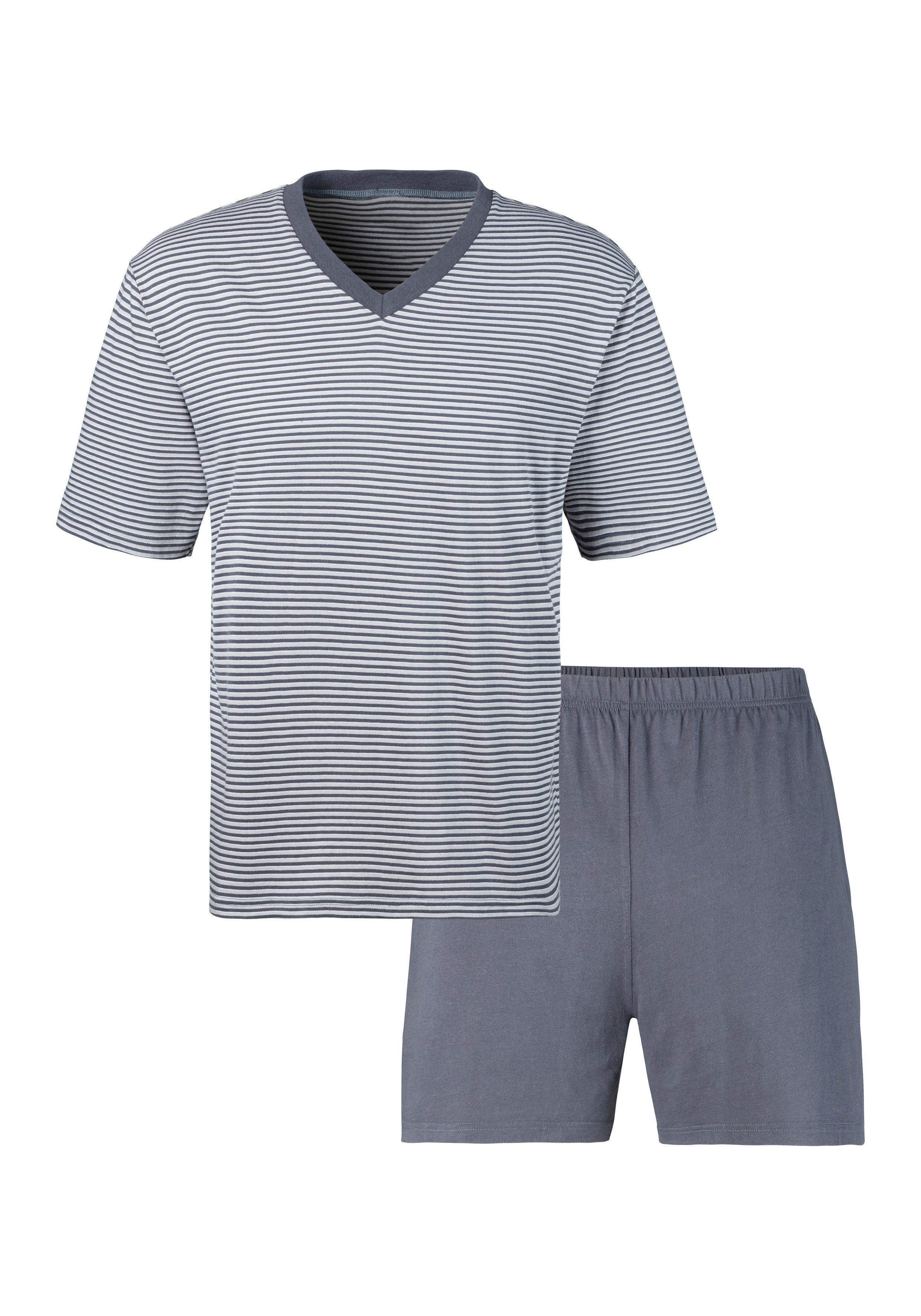 le jogger® Pyjama Pyjama met garenverfde streep (4-delig, Set van 2)