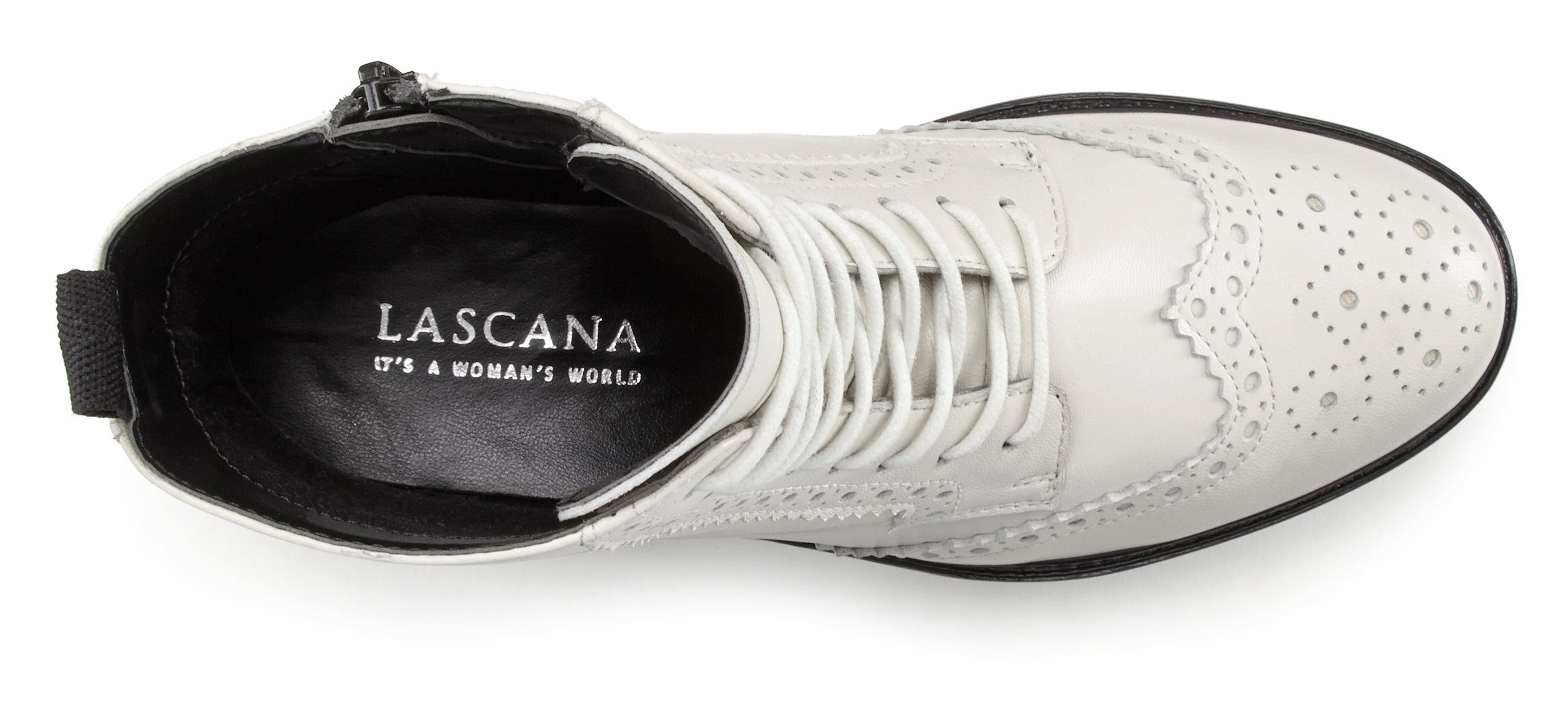 Lascana Veterschoenen Veterschoen, enkellaarsjes, leer, veters en rits