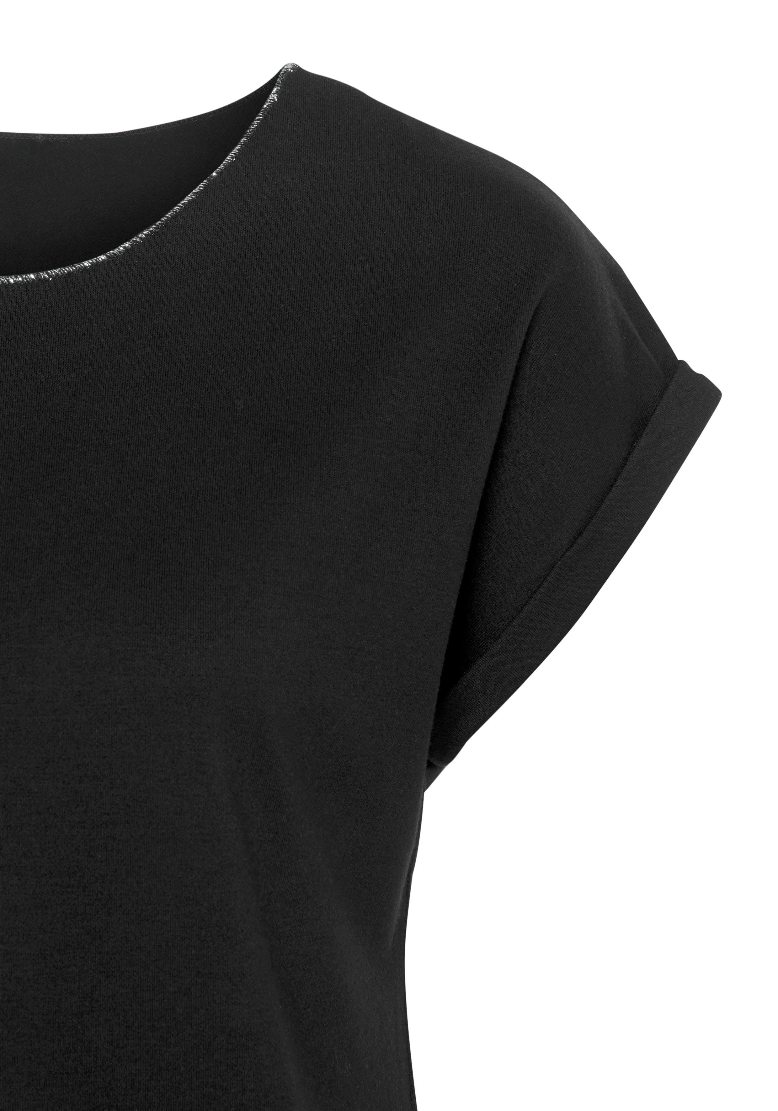 Lascana Shirt met ronde hals Met elegante glinsterafwerkingen in een gemakkelijk te onderhouden kwaliteit (1-delig)