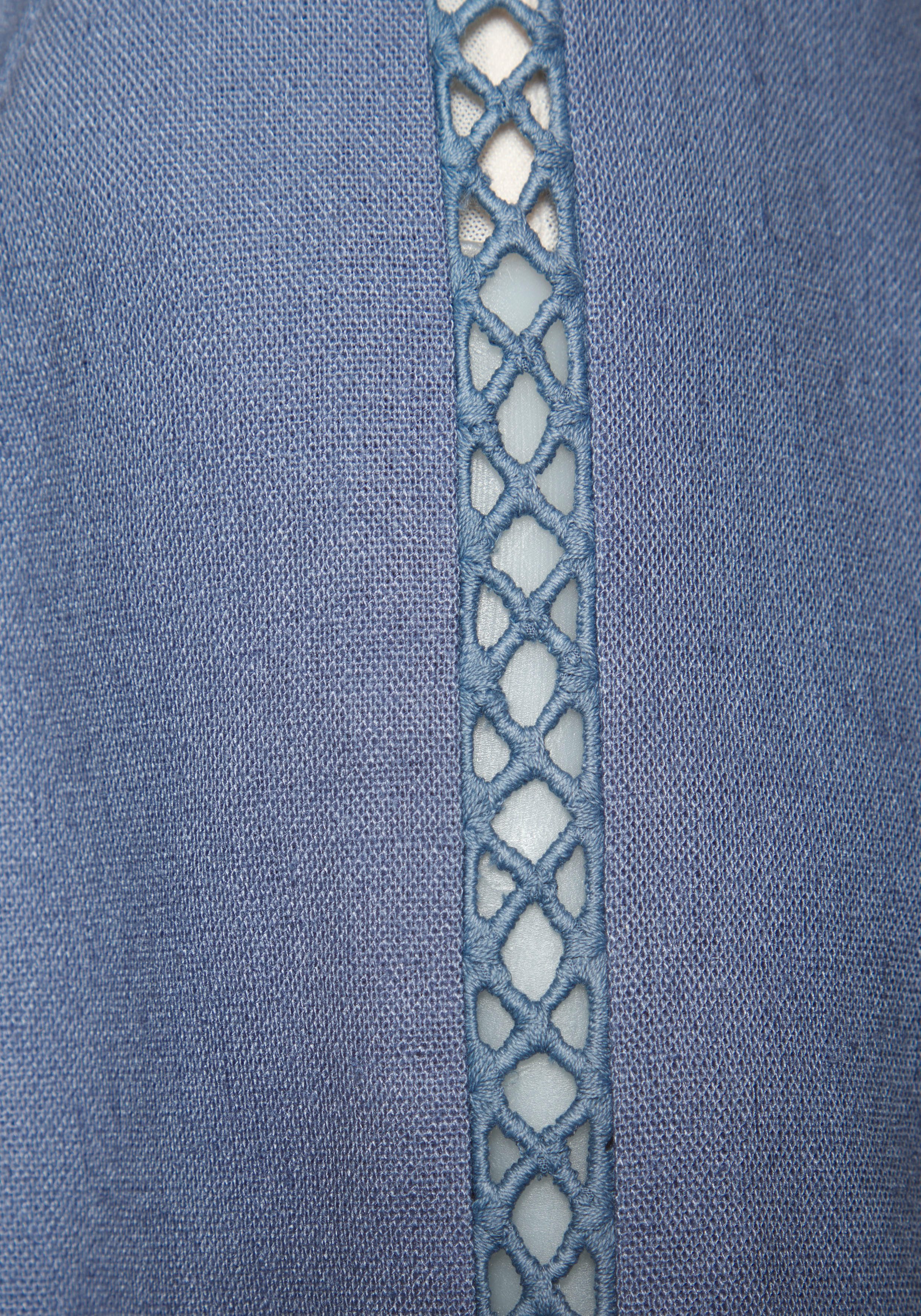 Lascana Lange blazer met haakwerk inzet op de mouwen, van linnenmix