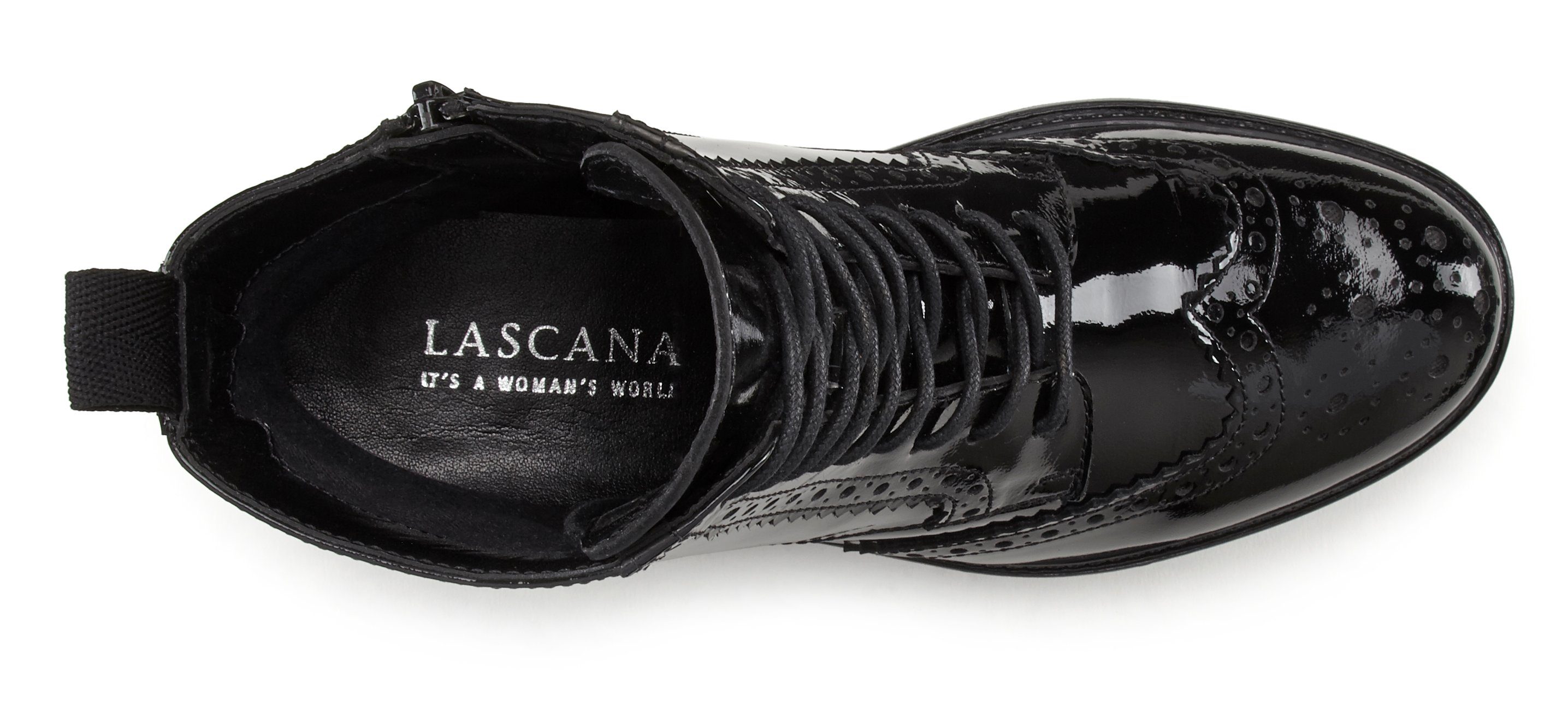 Lascana Veterschoenen Veterschoen, enkellaarsjes, leer, veters en rits