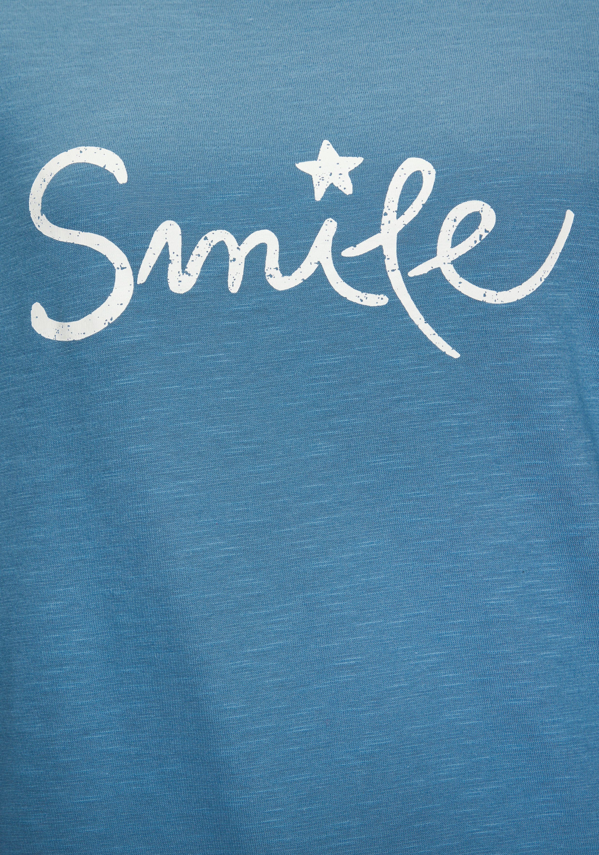 Beachtime T-shirt Met frontprint "Smile" in een zachte katoenkwaliteit