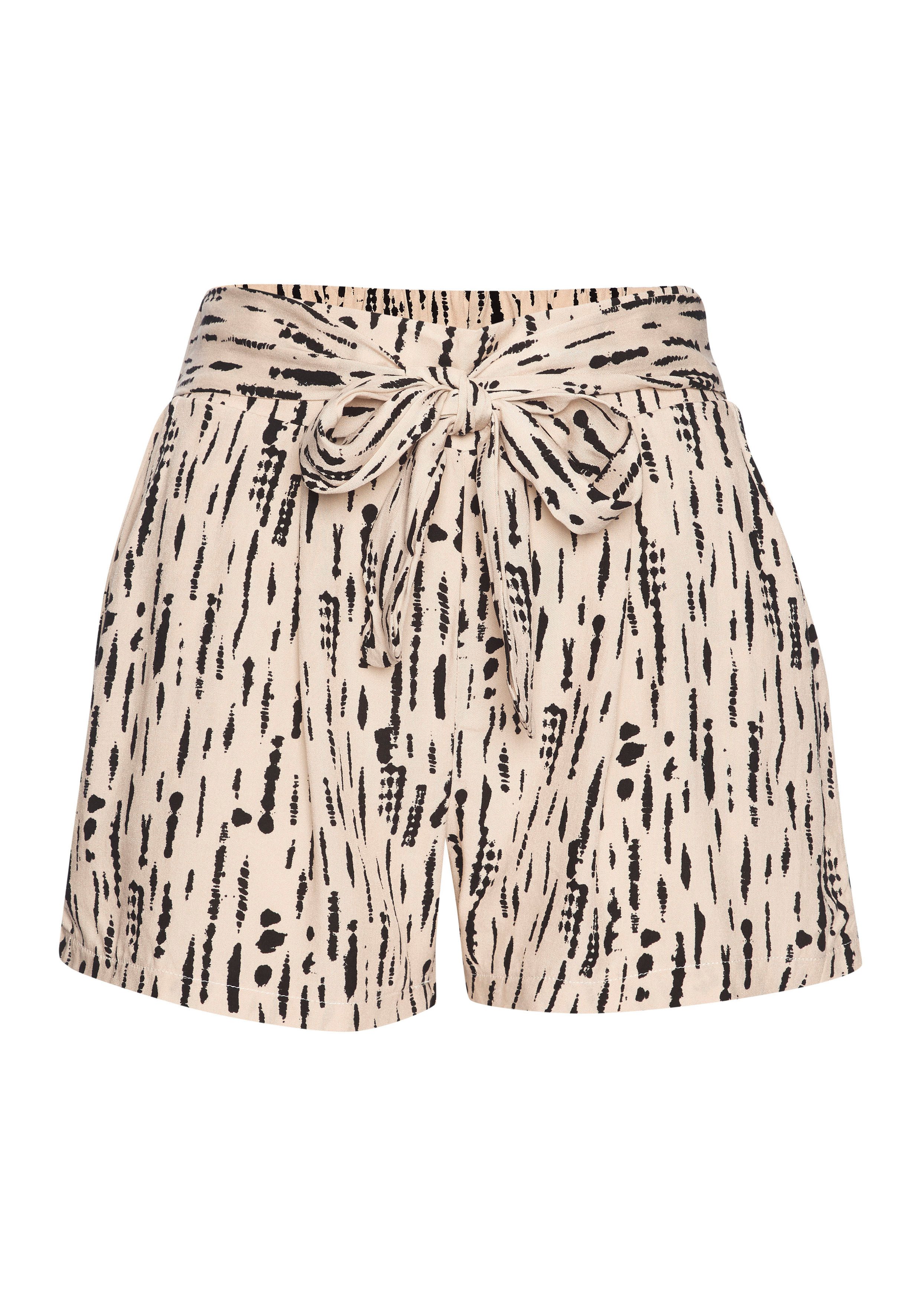 s.Oliver RED LABEL Beachwear Geweven short met all-over print en strikceintuur, korte broek, losse pasvorm
