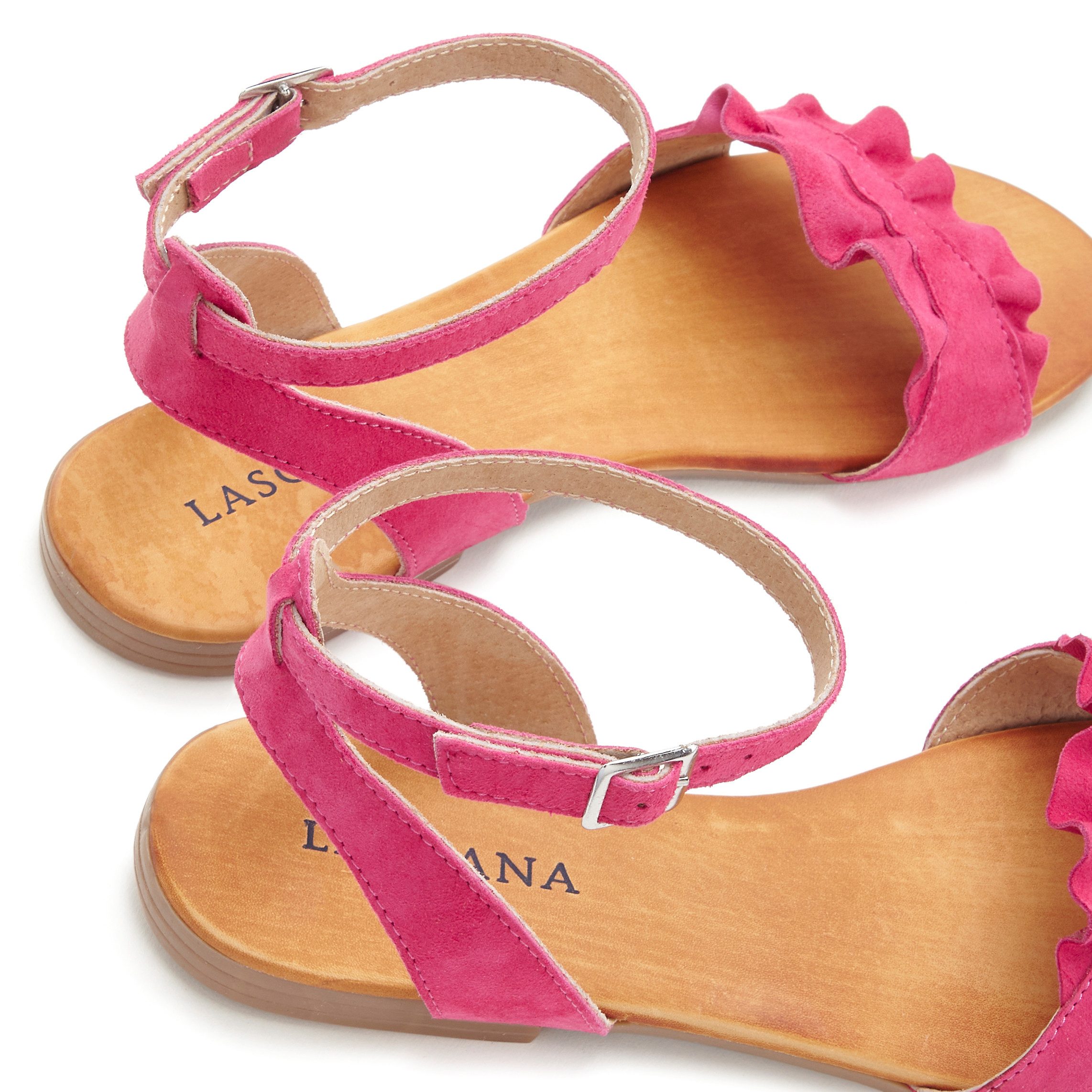 Lascana Sandalen Zomerschoen Sandalette, zomerschoen van hoogwaardig leer met kleine ruches