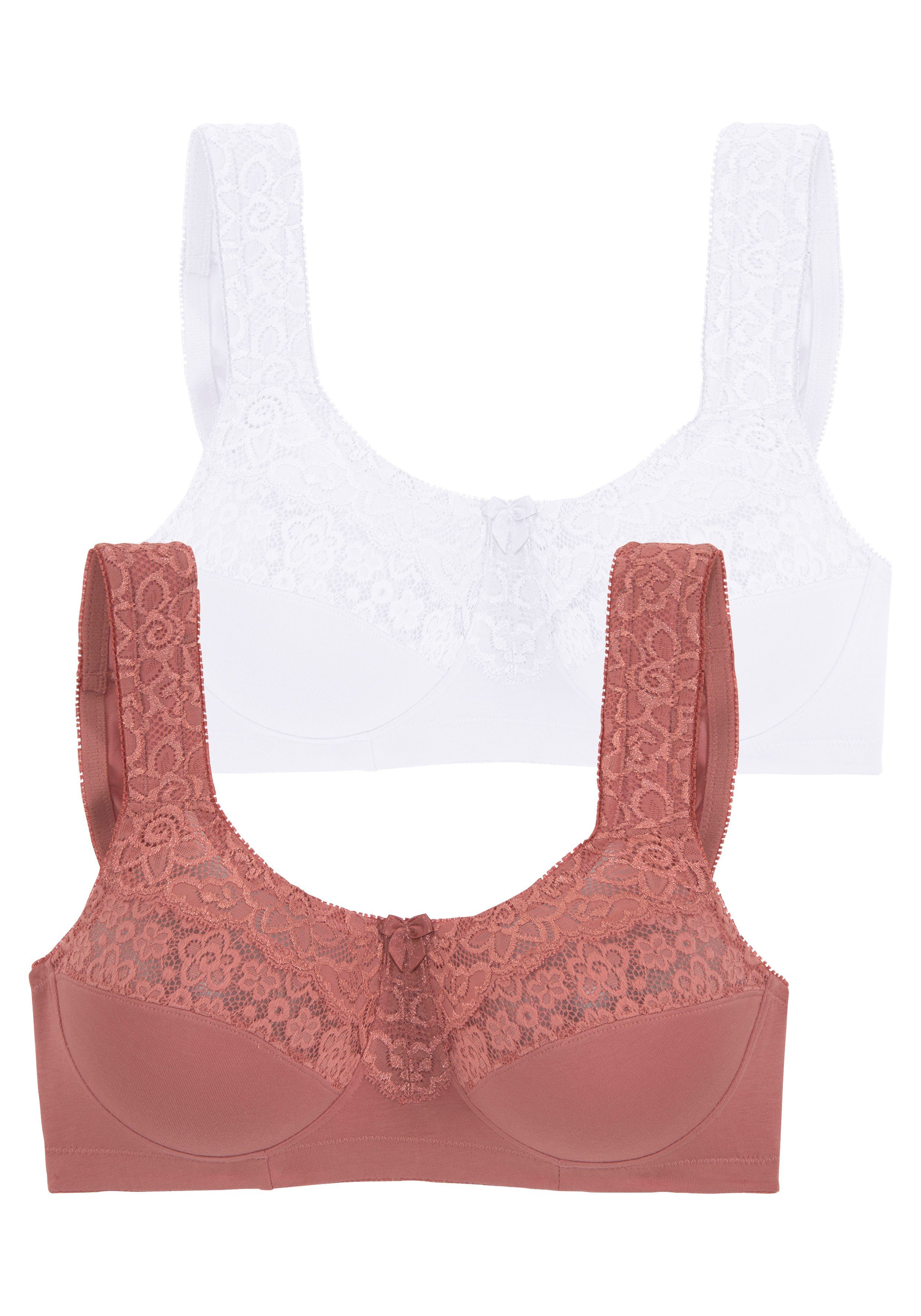 Petite fleur Steun-bh zonder beugels, met elegante kant, basic dessous (Set van 2)