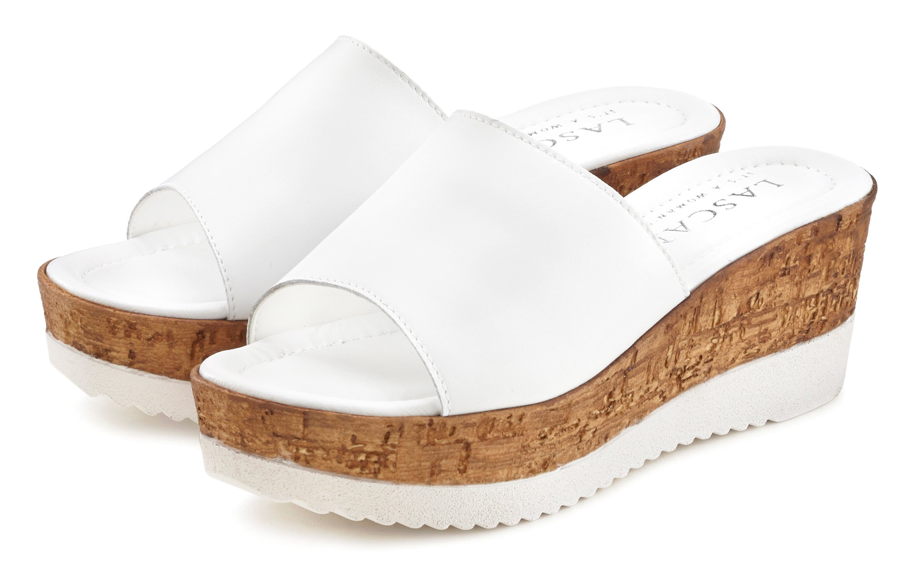 Lascana Slippers Zomerschuh, Mule, sandaal, open schoen van leer met sleehak