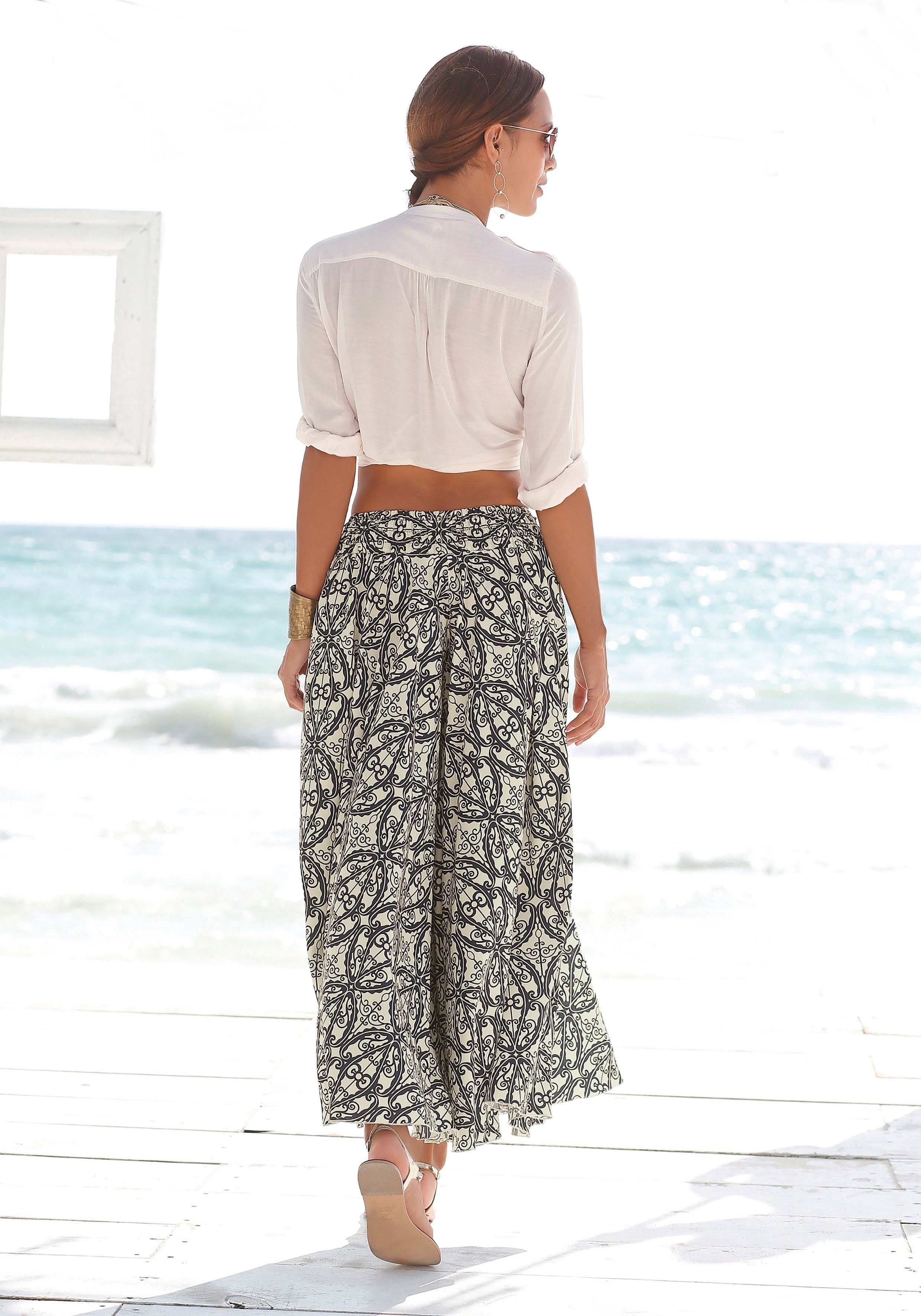 Lascana Broekrok met all over print culotte stijl extra wijde pijpen