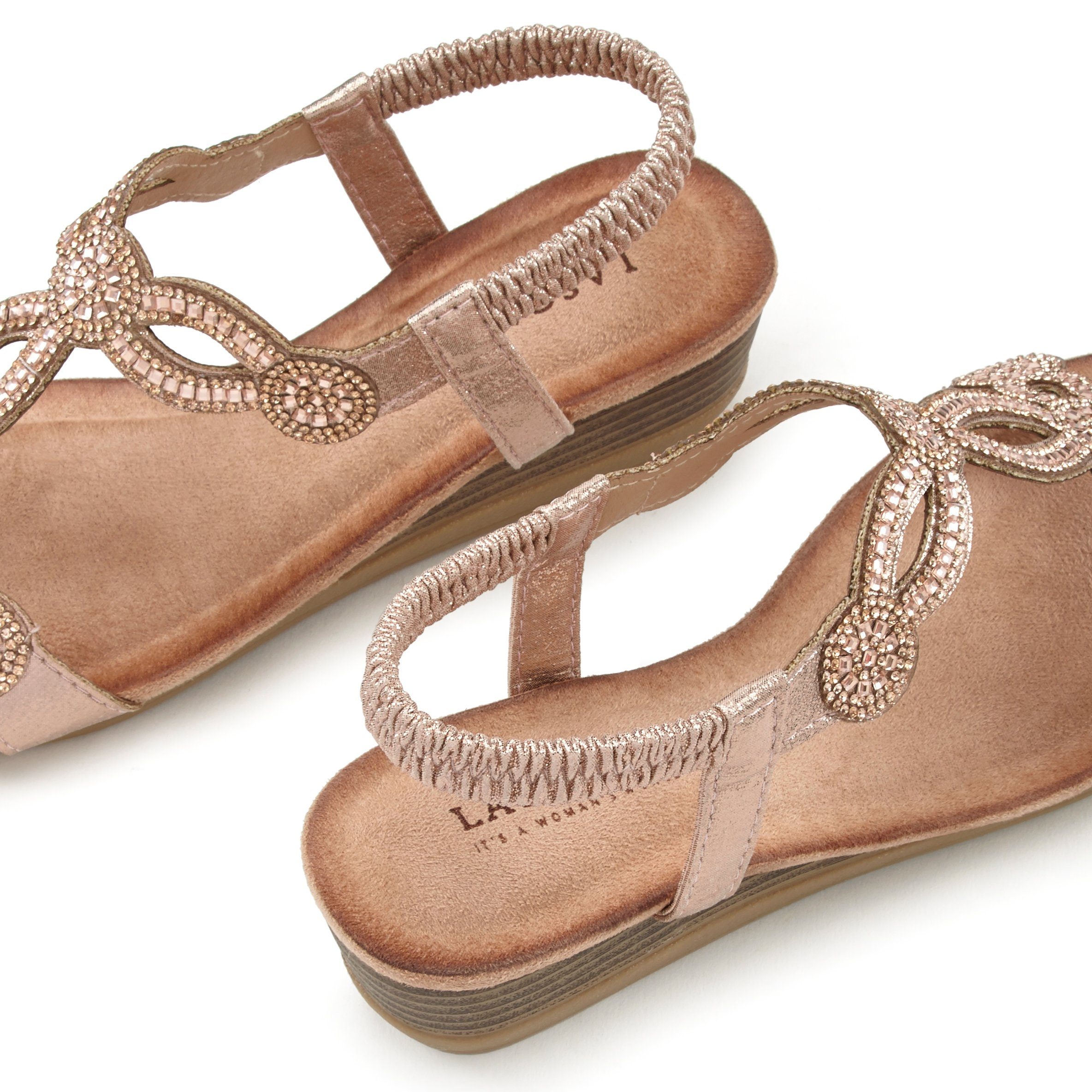 Lascana Sandaaltjes Zomerschoen met sierstenen, glitter, elastische banden, sandaal, zomerschoen