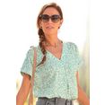vivance blouse met korte mouwen met bloemenprint groen