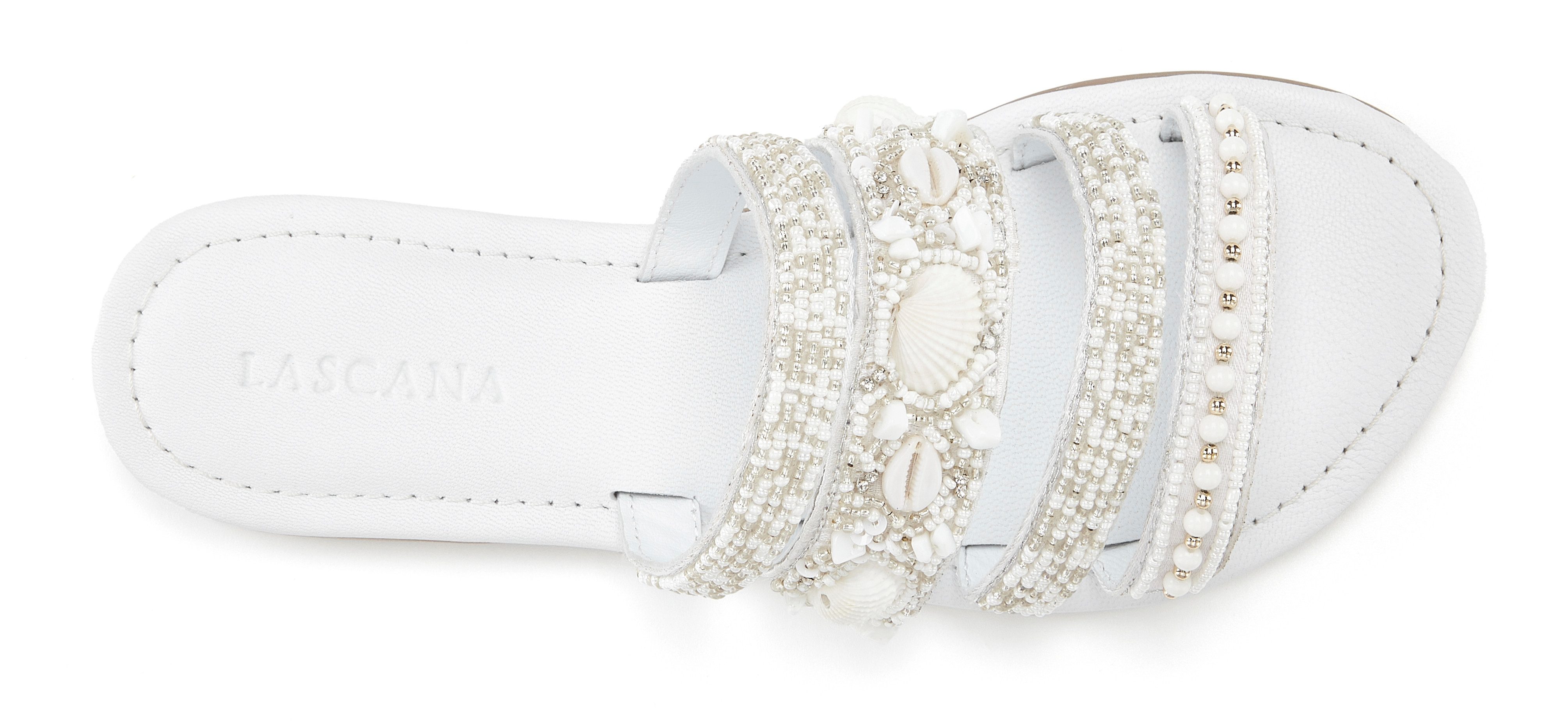 Lascana Slippers Sandaal, zomerschoen, mule, met luxueus gegarneerde riempjes
