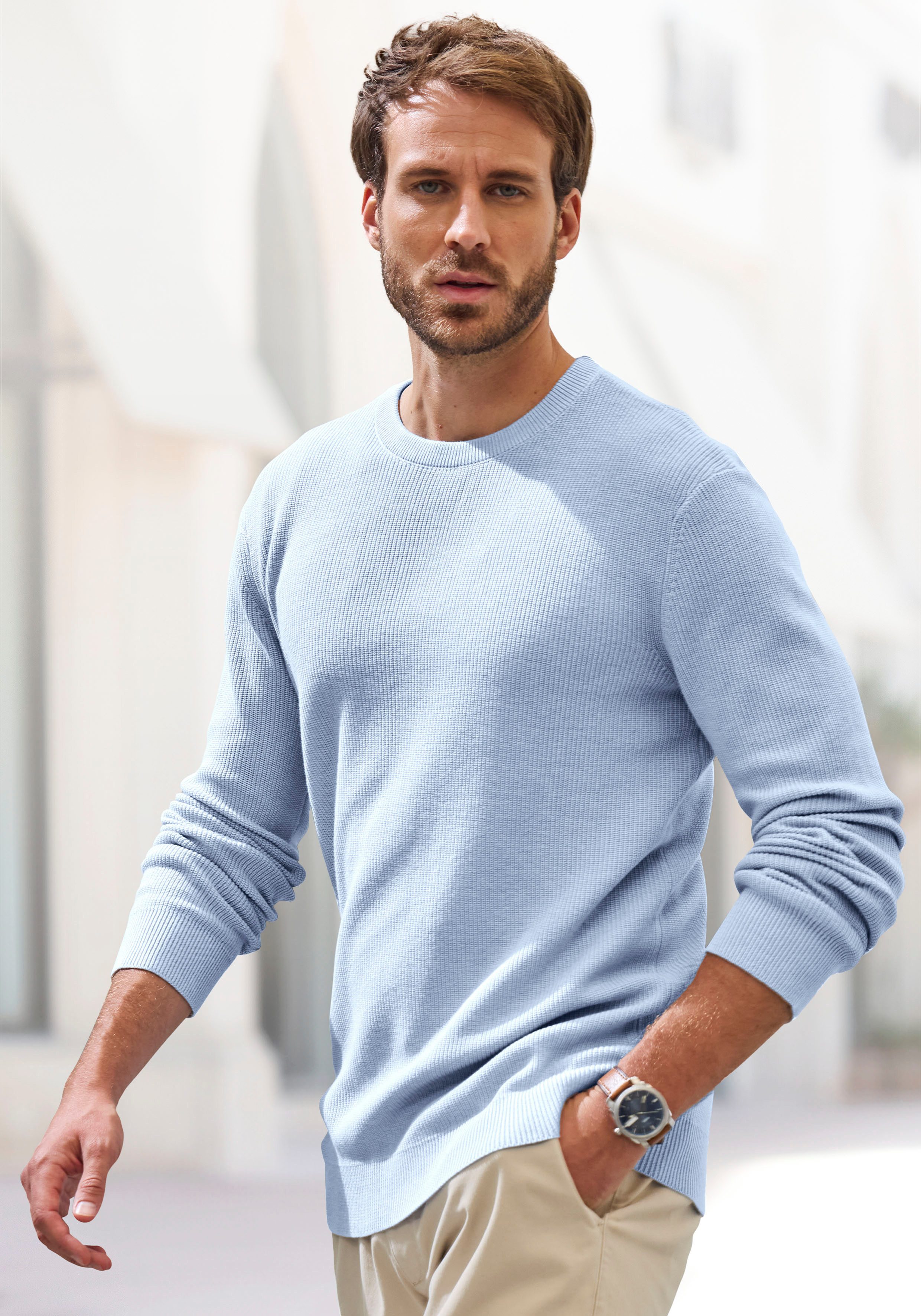 John Devin Gebreide trui Pullover in modieuze kleuren van katoenmix