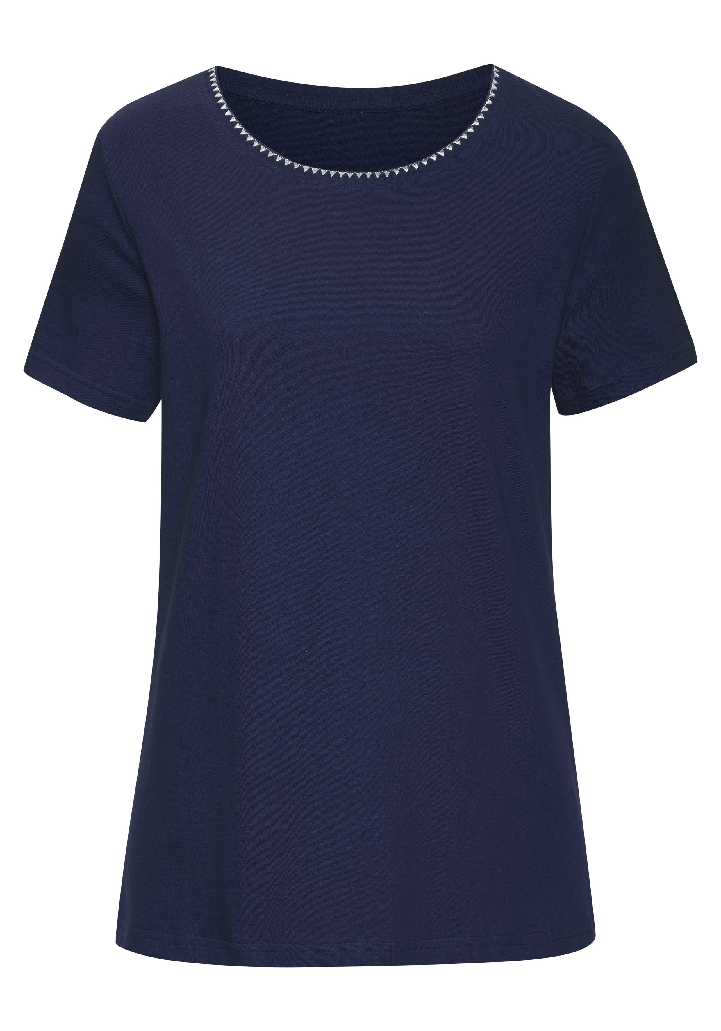 Vivance T-shirt Met modieuze contrastborduursel (Set van 2)