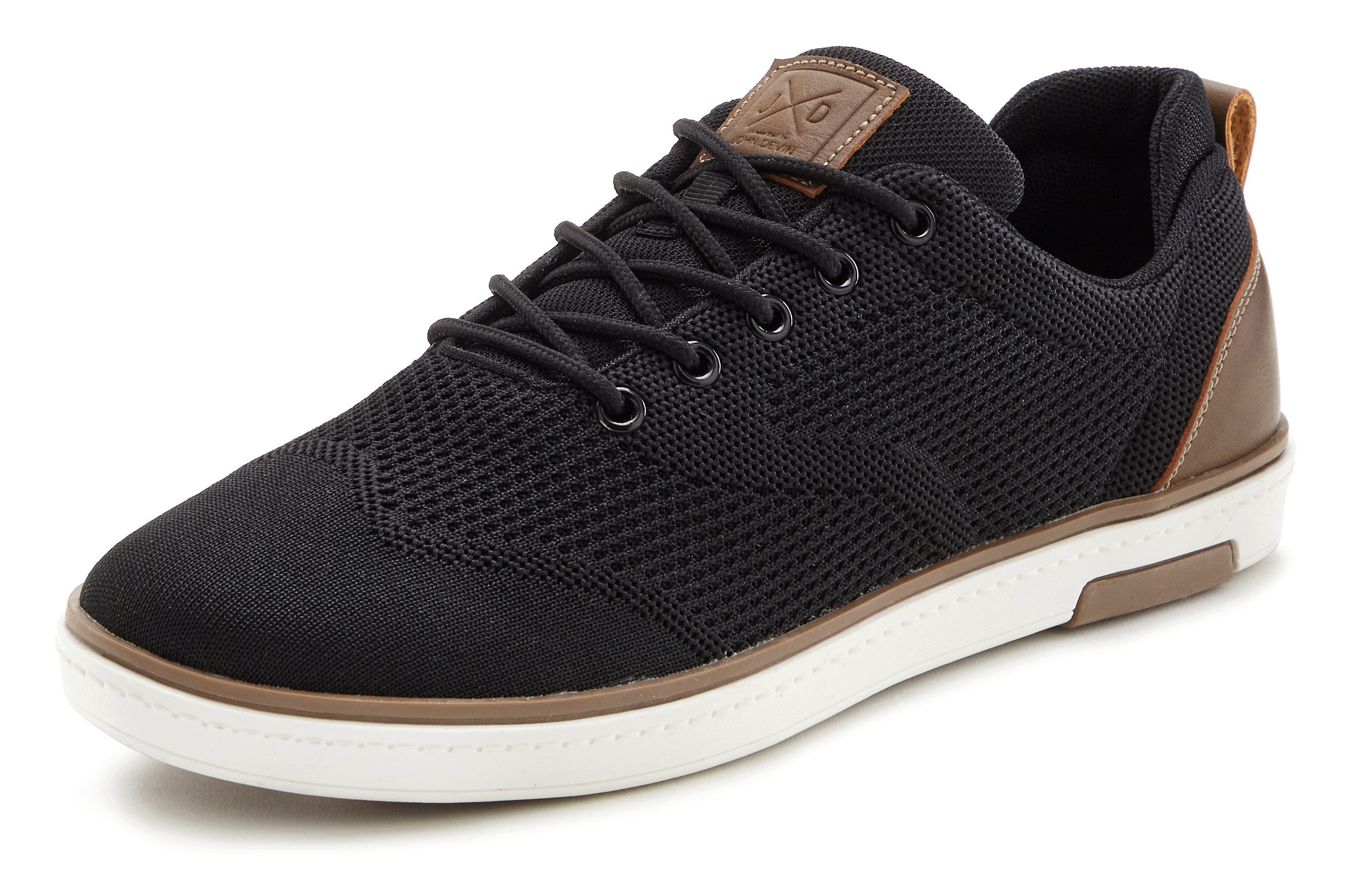John Devin Sneakers met mesh-look, vrijetijdsschoen, lage schoen unisex vegan sneakers maat 46 EU zwart