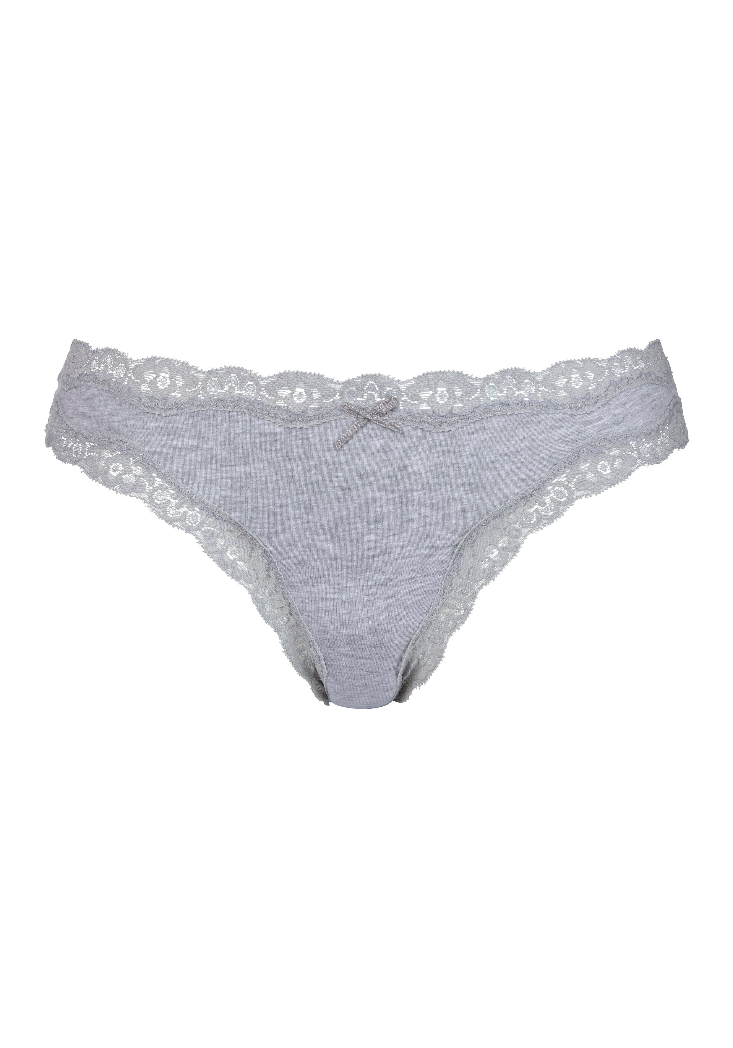 Lascana String met gebloemde kant (set, 3 stuks)