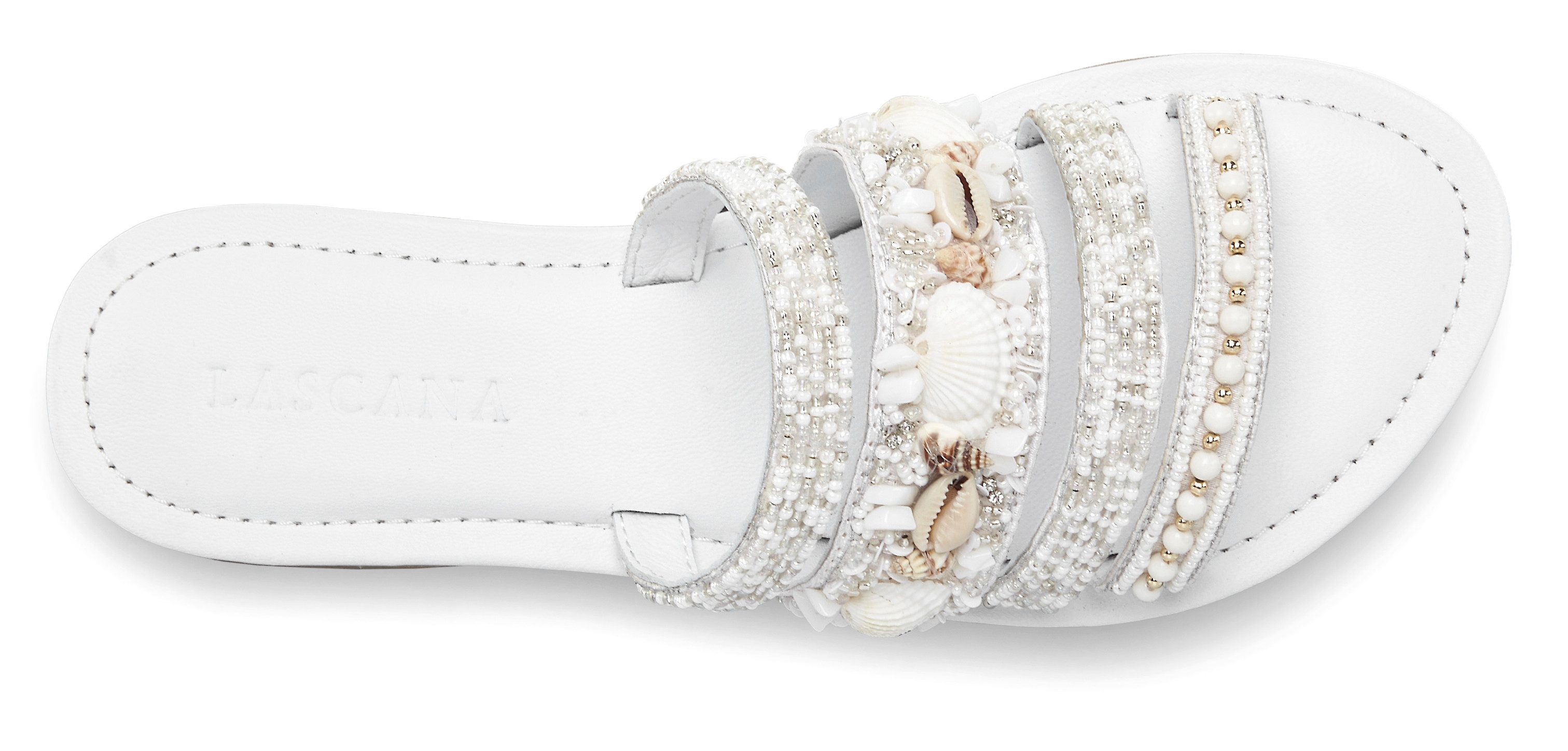 Lascana Slippers Sandaal, zomerschoen, mule, met luxueus gegarneerde riempjes