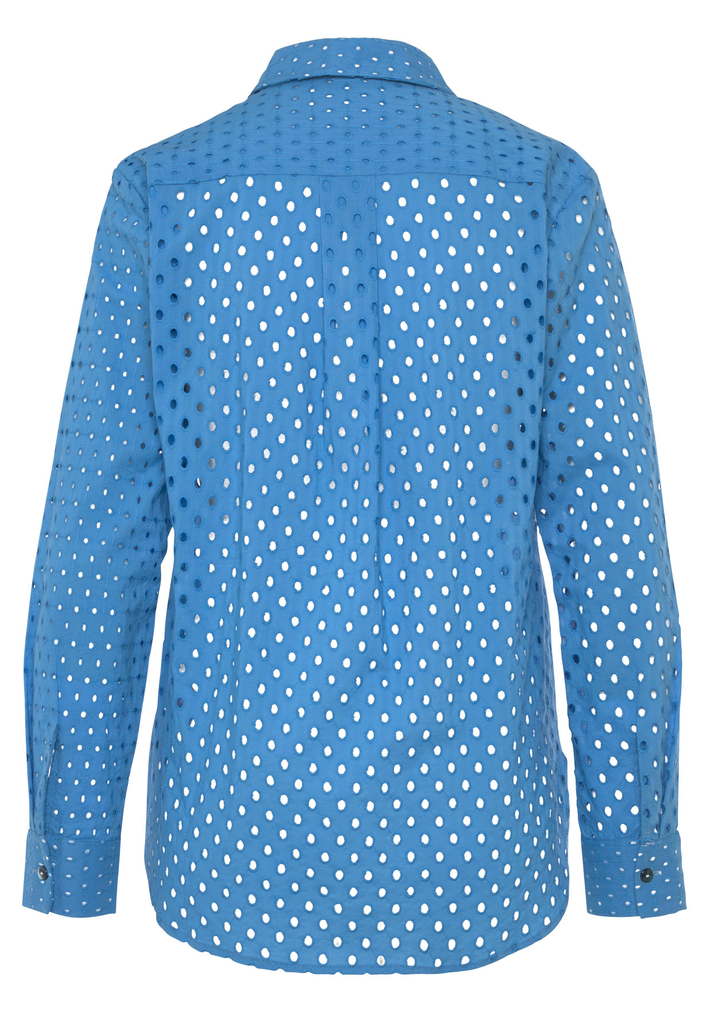 Lascana Blouse met lange mouwen met gaatjespatroon en blazerkraag, damesblouse, casual-elegant