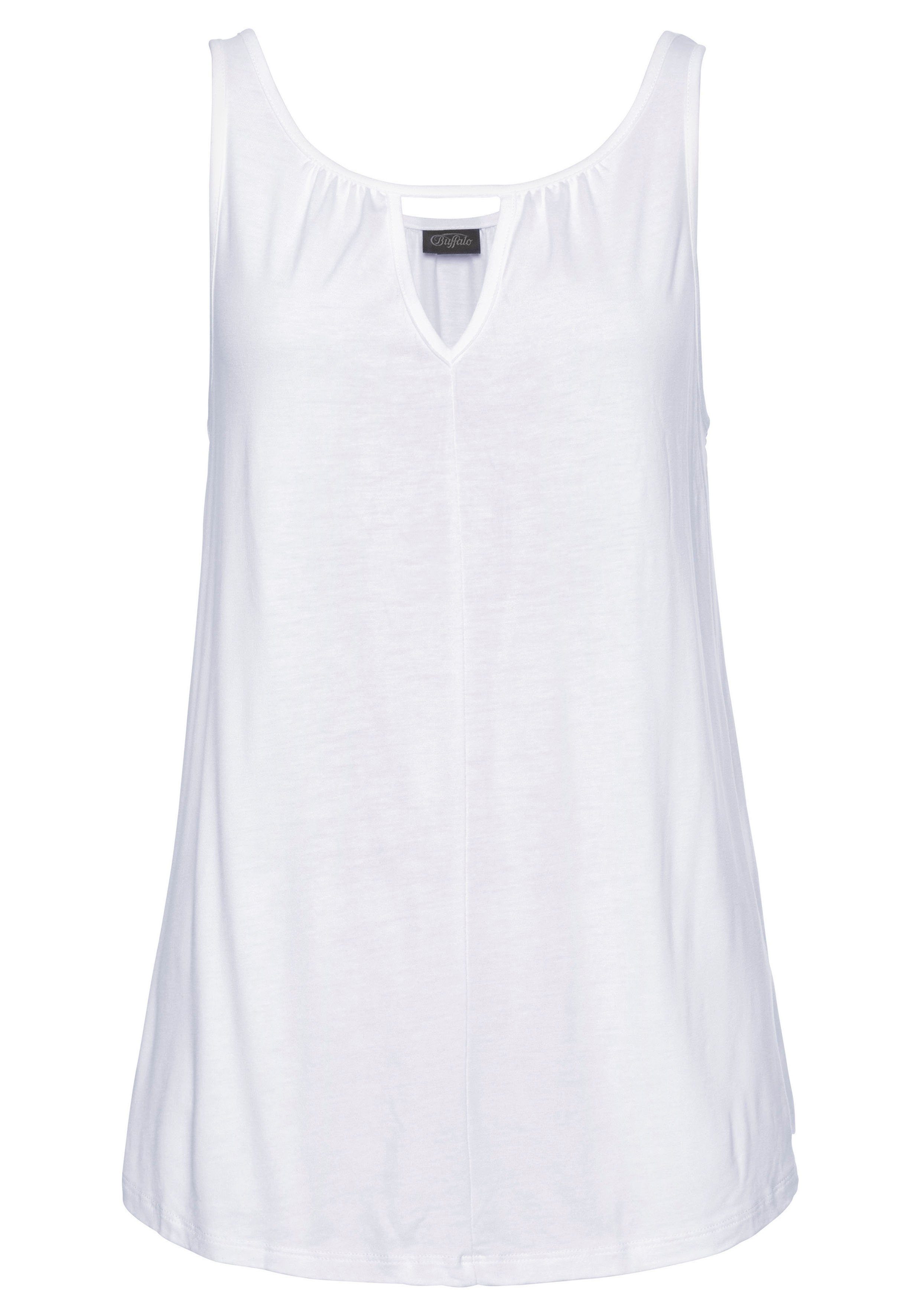 Buffalo Strandtop met lichte rimpeling bij de hals, tanktop, cut-out strandtops maat 40/42 wit