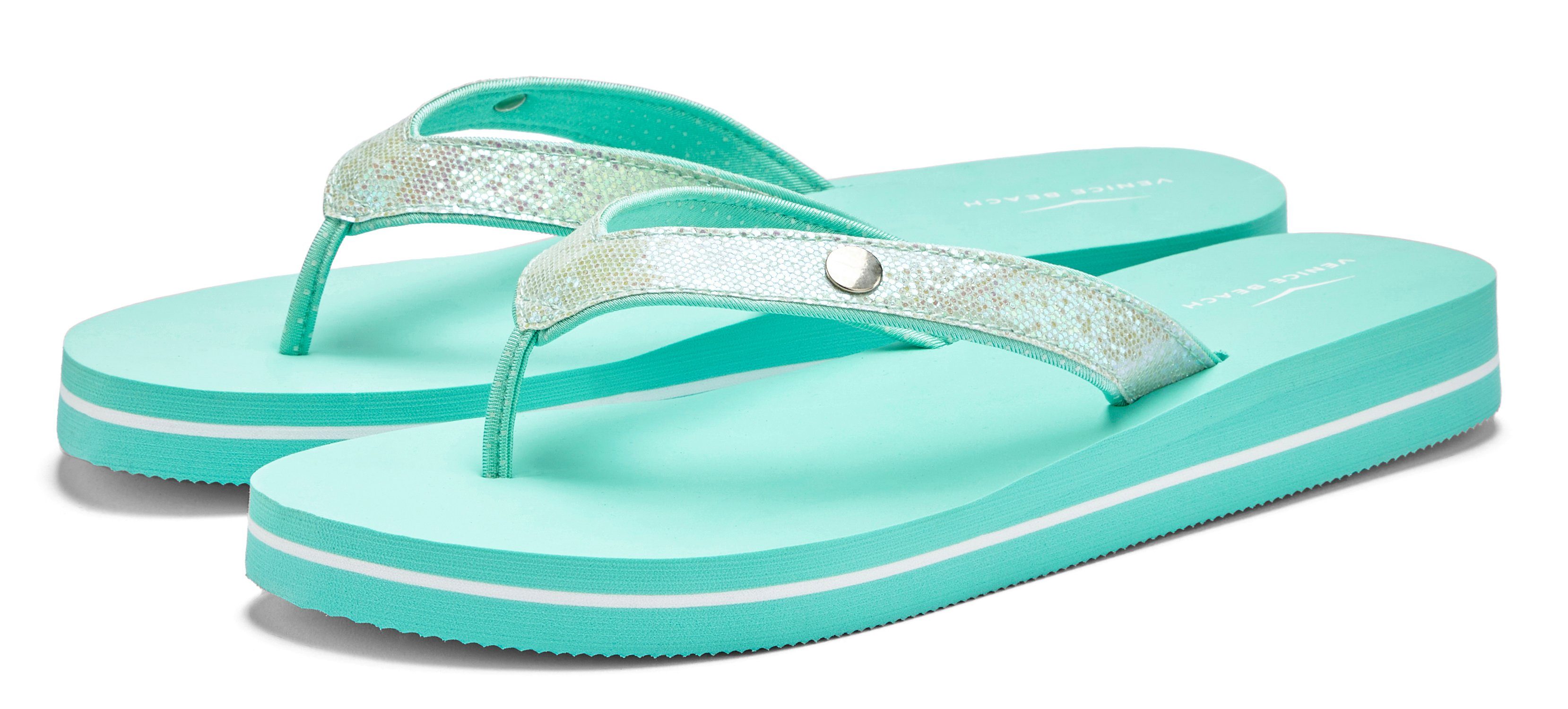 Venice Beach Badslippers Sandaal, pantoletten, badschoenen ultralicht met glitterband VEGAN