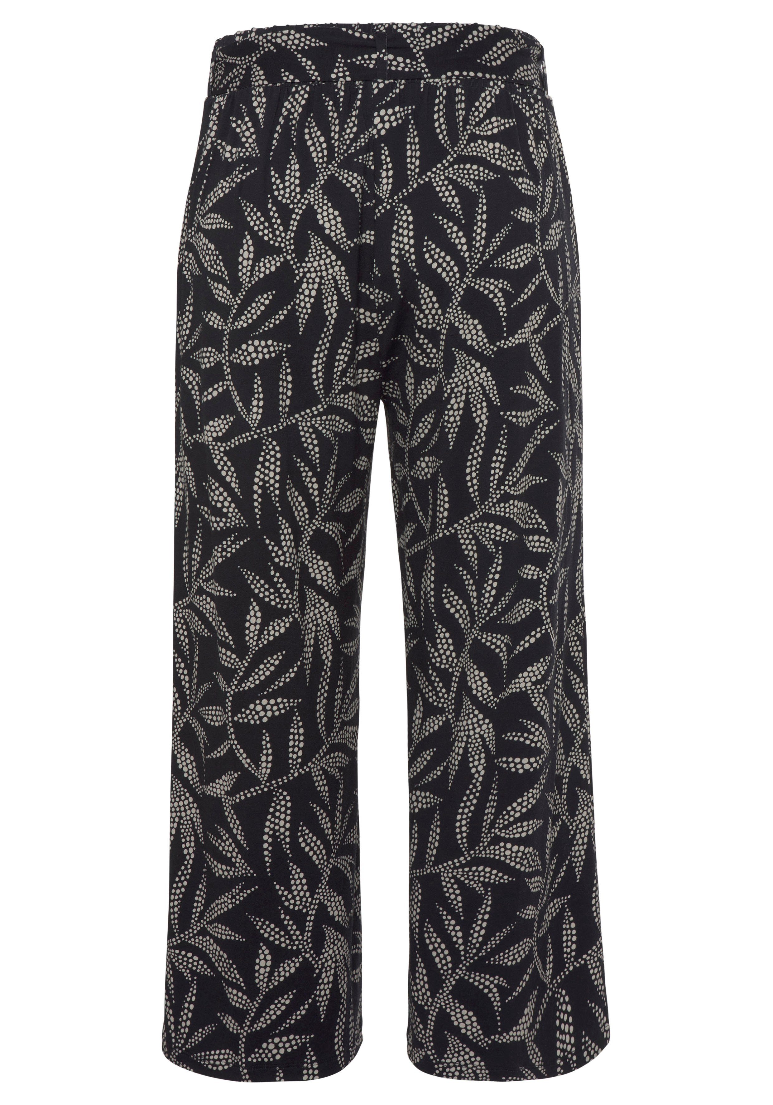 Lascana Culotte met bladerenprint, luchtige zomerbroek in 7/8-lengte, strandbroek (Met een bindceintuur)