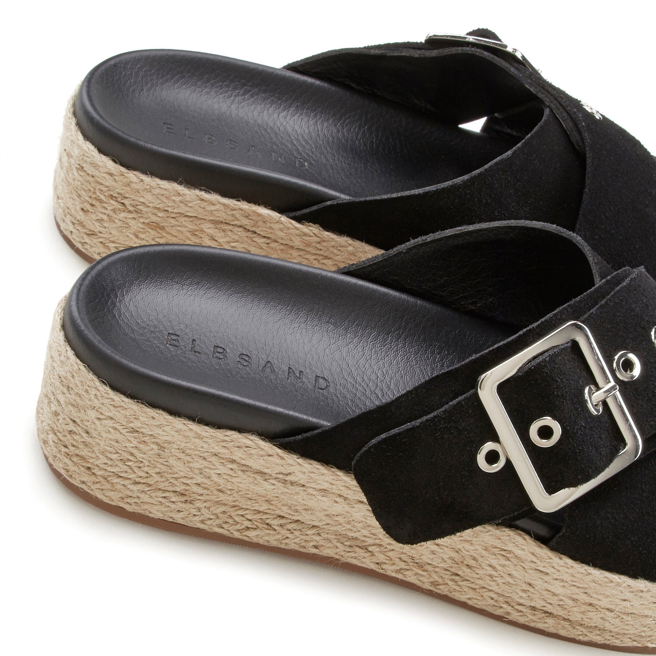 Elbsand Slippers Mule, sandaal, open schoen met plateauhak van leer