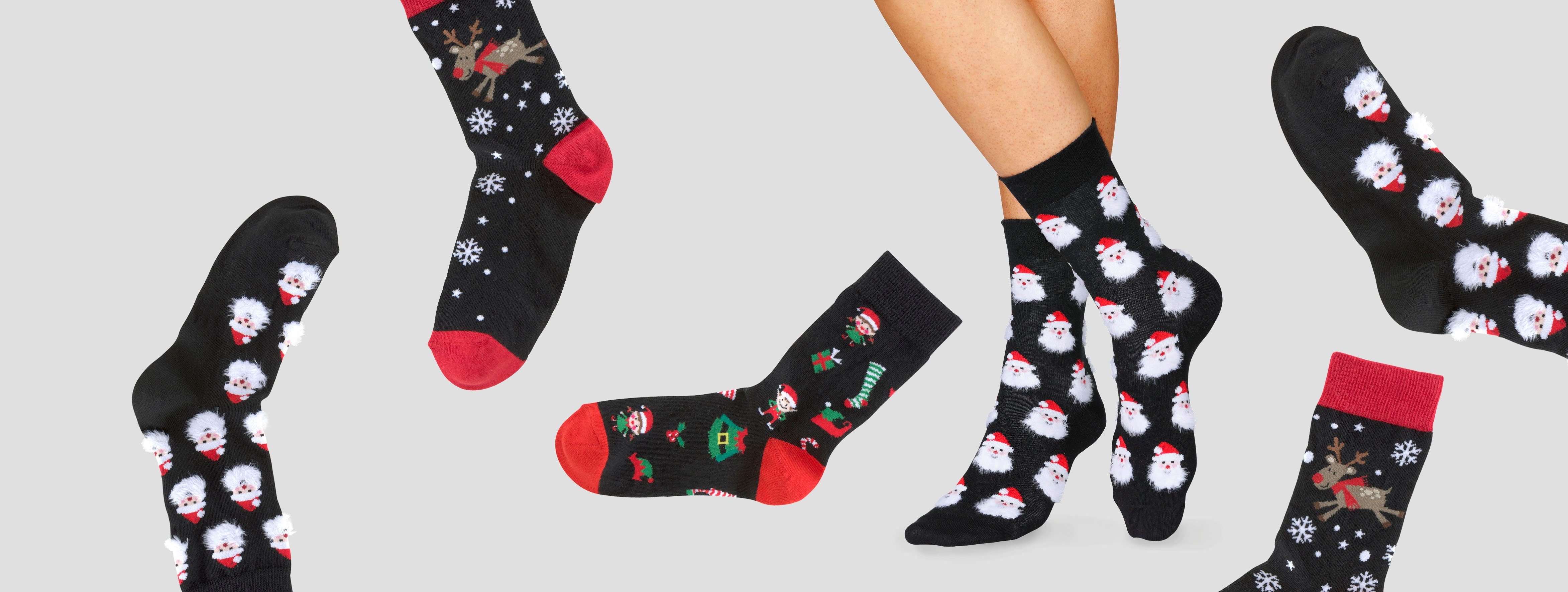 H.I.S Sokken met leuke kerstmotieven (set, 3 paar)