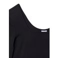 lascana shirt met lange mouwen met modieuze carréhals zwart