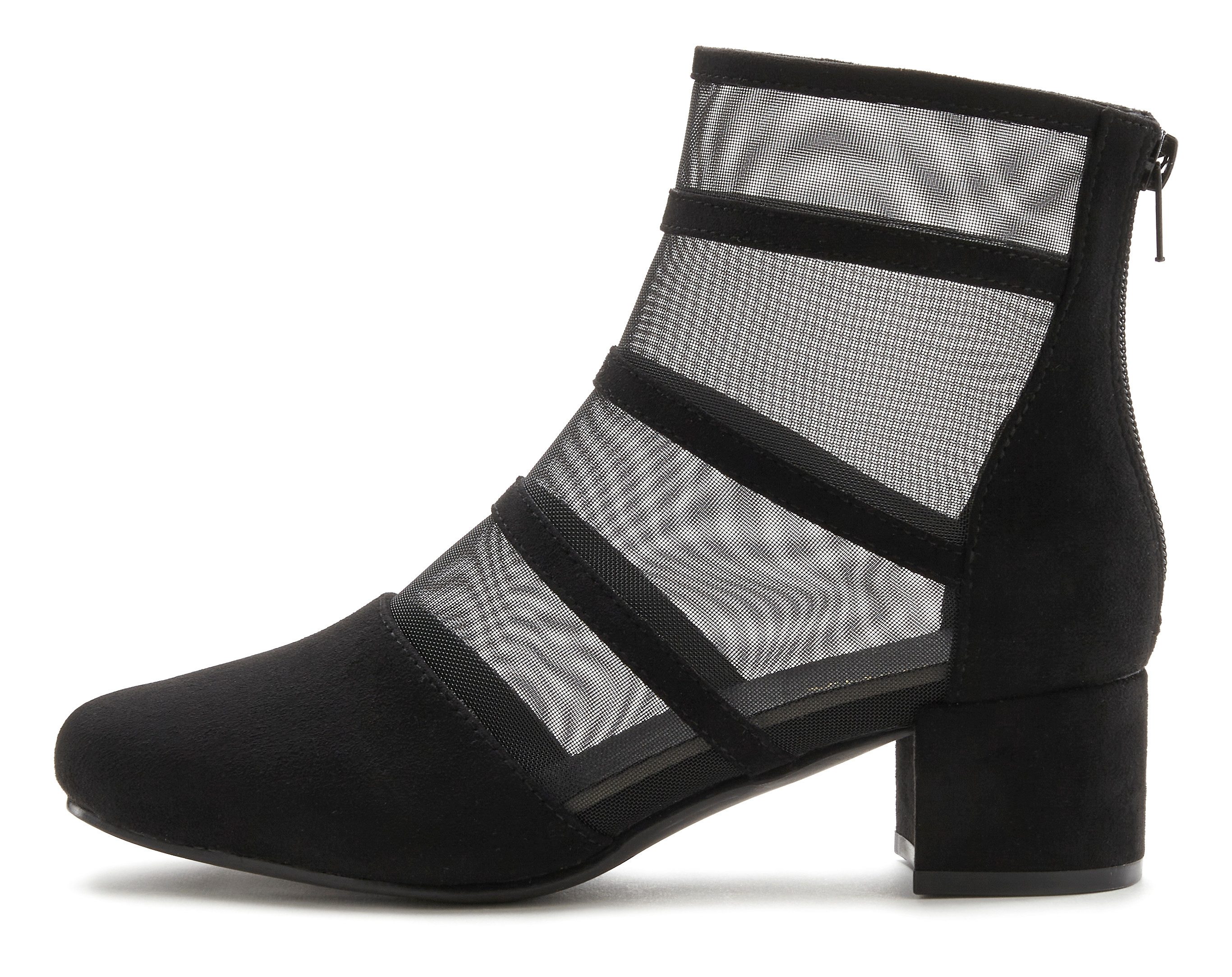 Lascana Laarsjes Ankle boots, laarzen met modieuze mesh-inzetstukken en blokhak vegan
