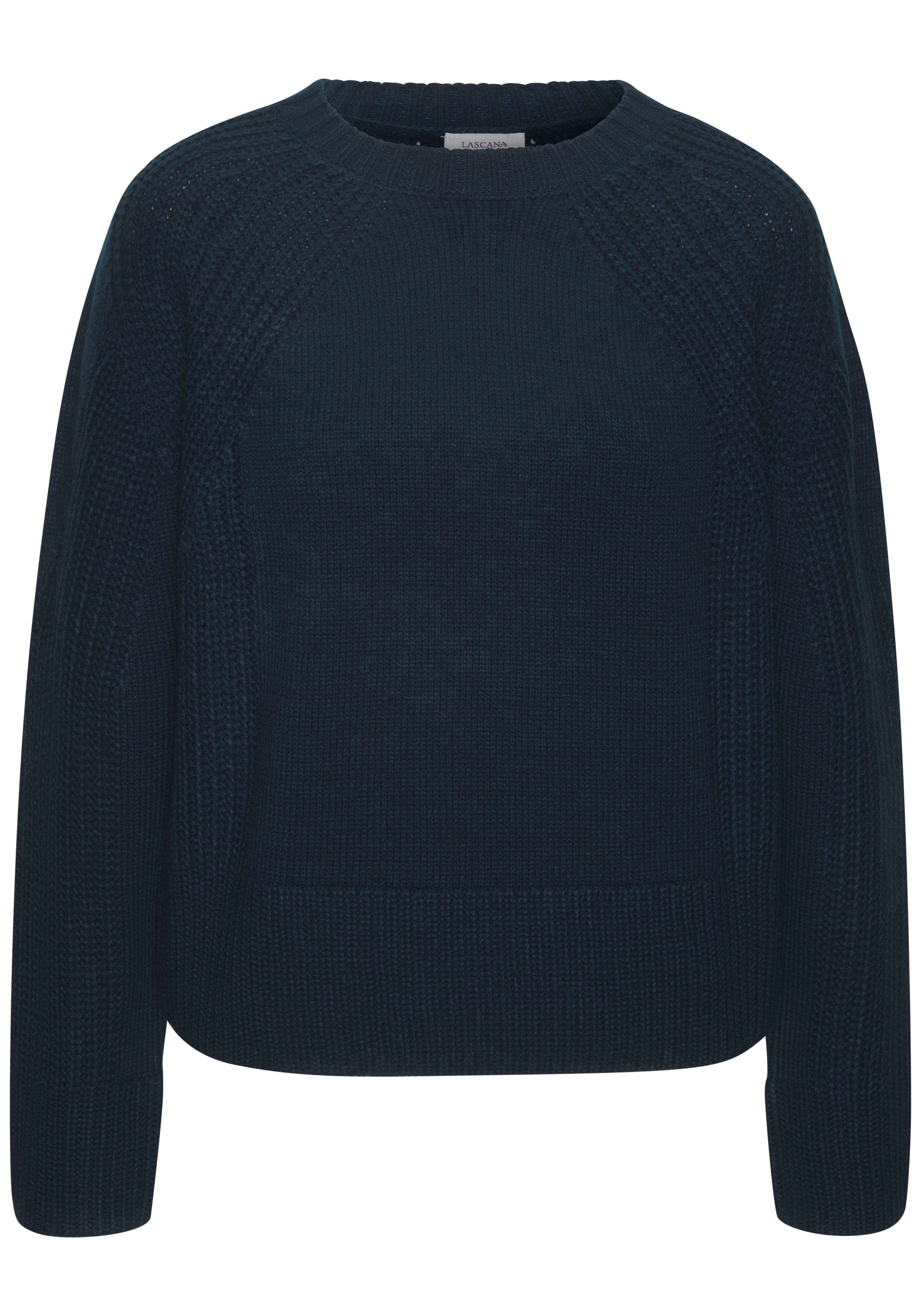 Lascana Gebreide trui met grof brei-details, dames trui met ronde hals