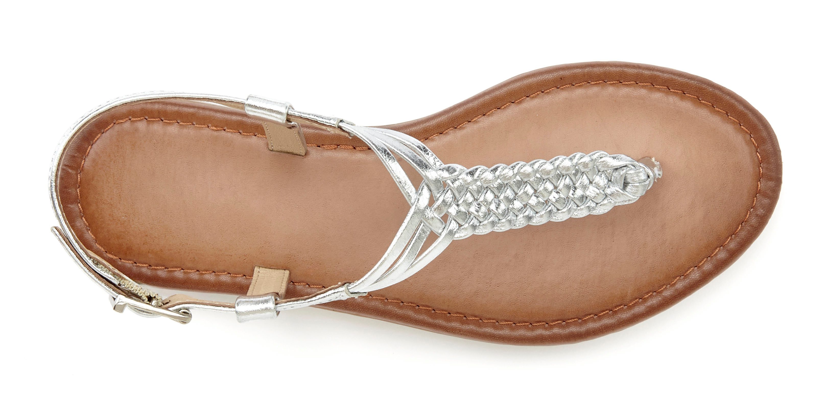 Vivance Teenslippers Sandalette, zomerschoen, sandaal van leer met vlecht-look