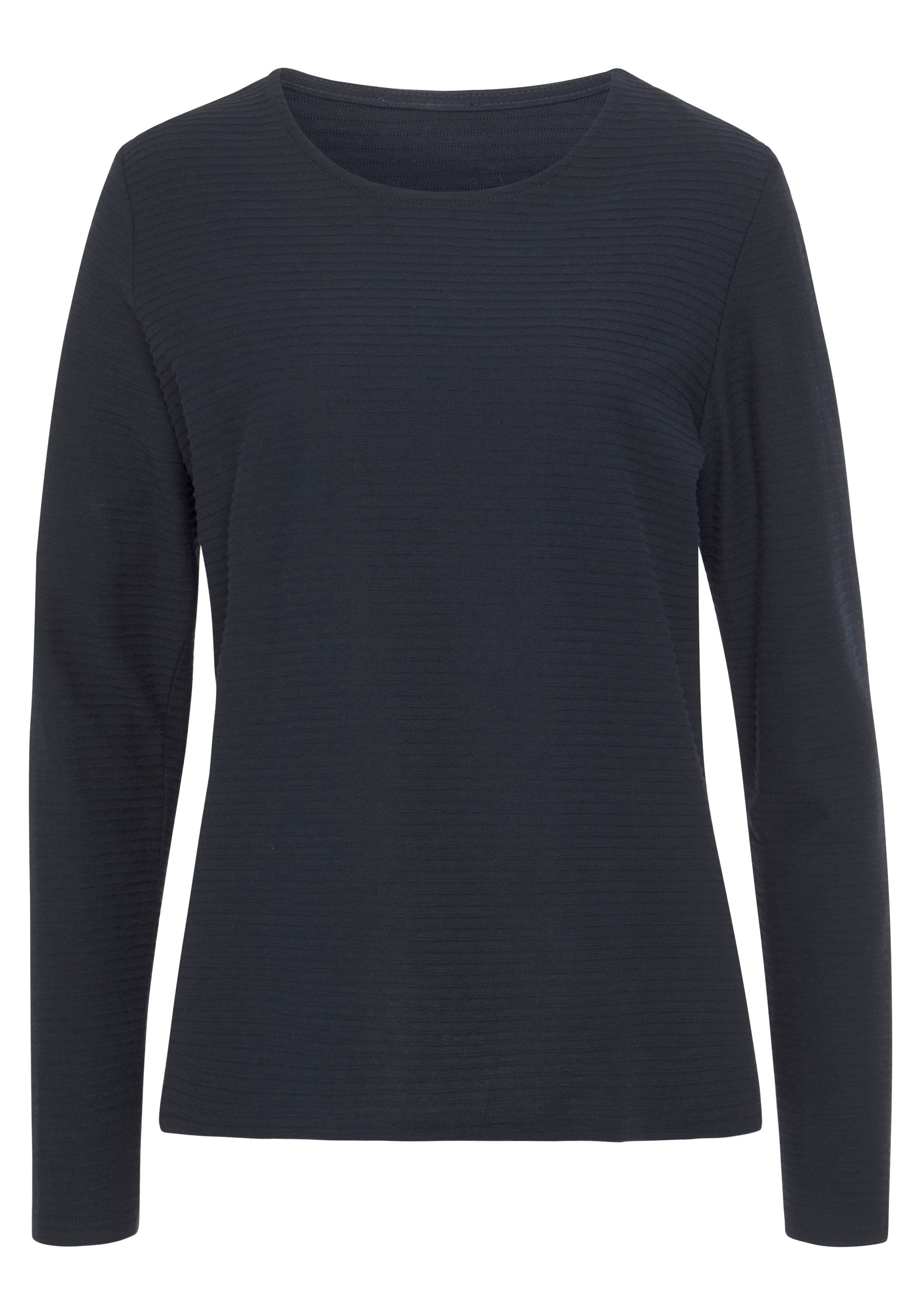 Lascana Shirt met lange mouwen Met streepstructuur in een zachte katoenkwaliteit