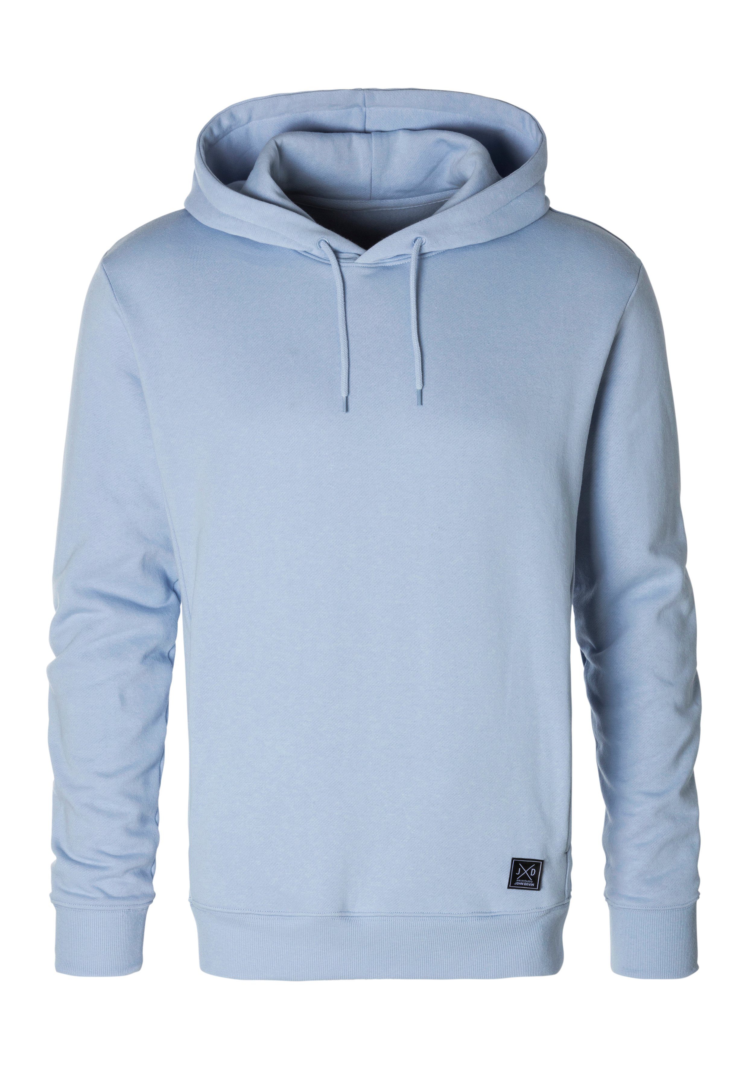 John Devin Hoodie Langarm, sweatshirt met ronde hals en capuchon, katoenmix heren maat L (52/54) blauw