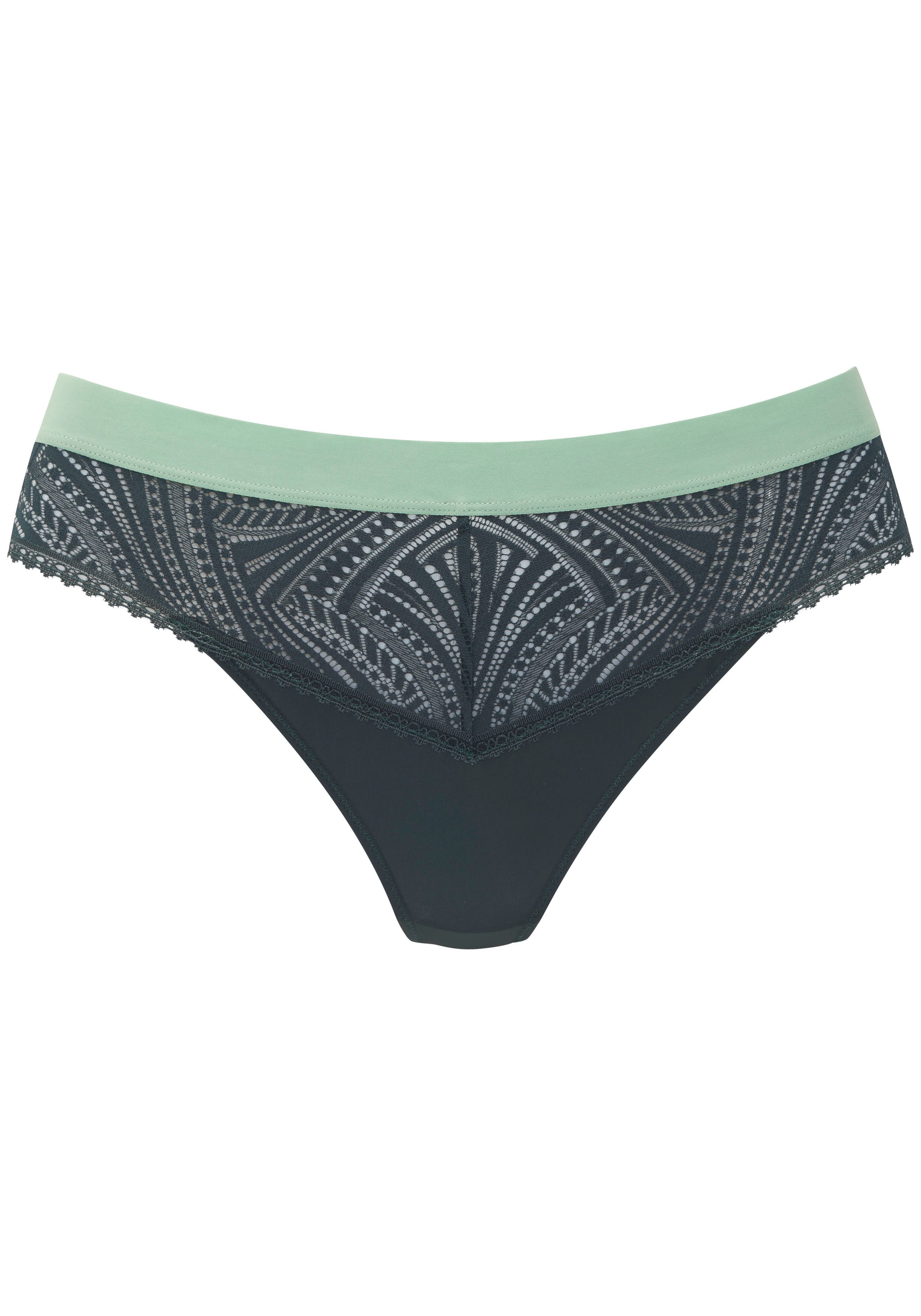 s.Oliver RED LABEL Beachwear String Clemence met modieuze band en grafische kant
