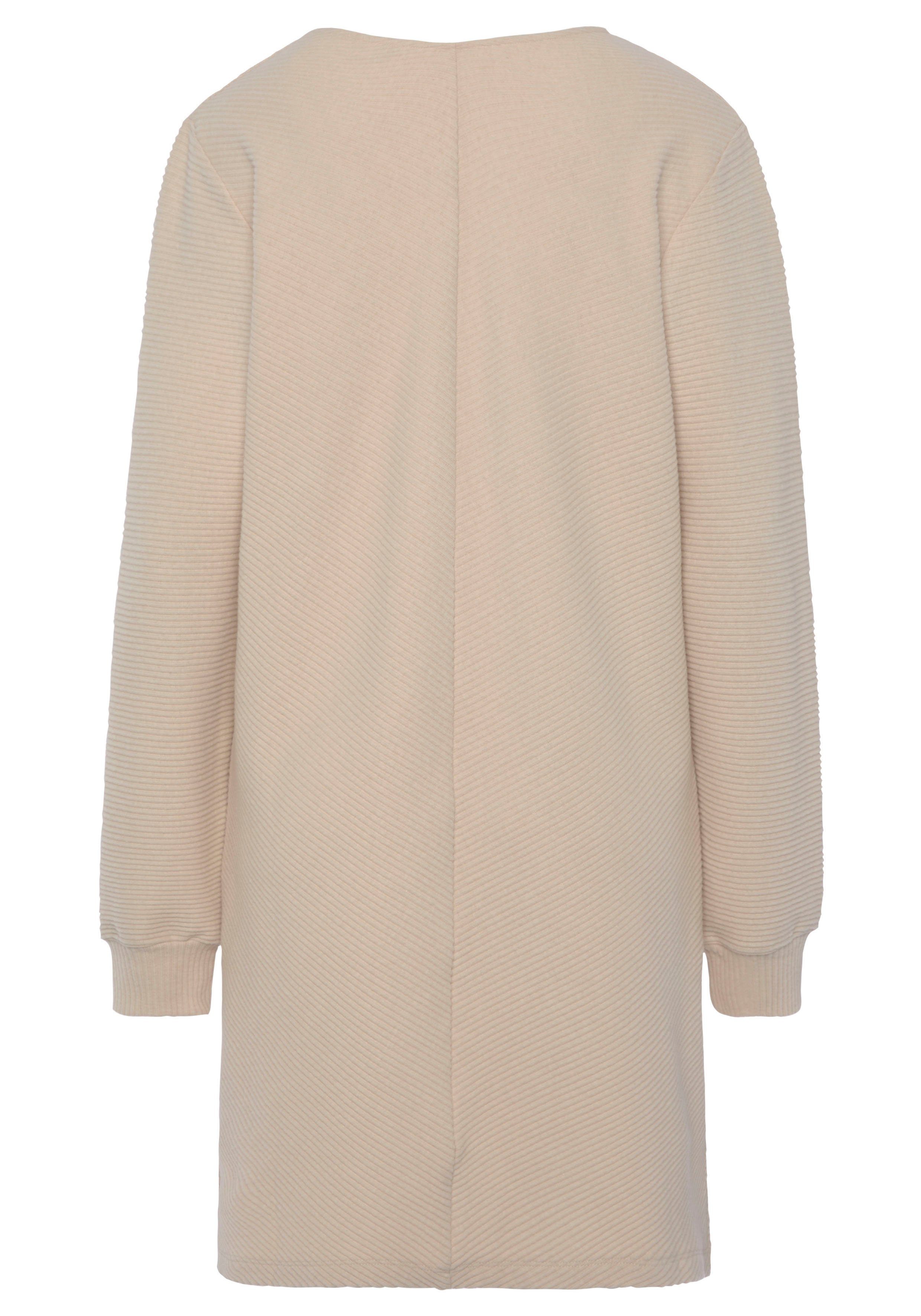 s.Oliver RED LABEL Beachwear Sweatjurk met lange mouwen in geribde stof Langarm jurk van ribkwaliteit met deelnaad, loungewear