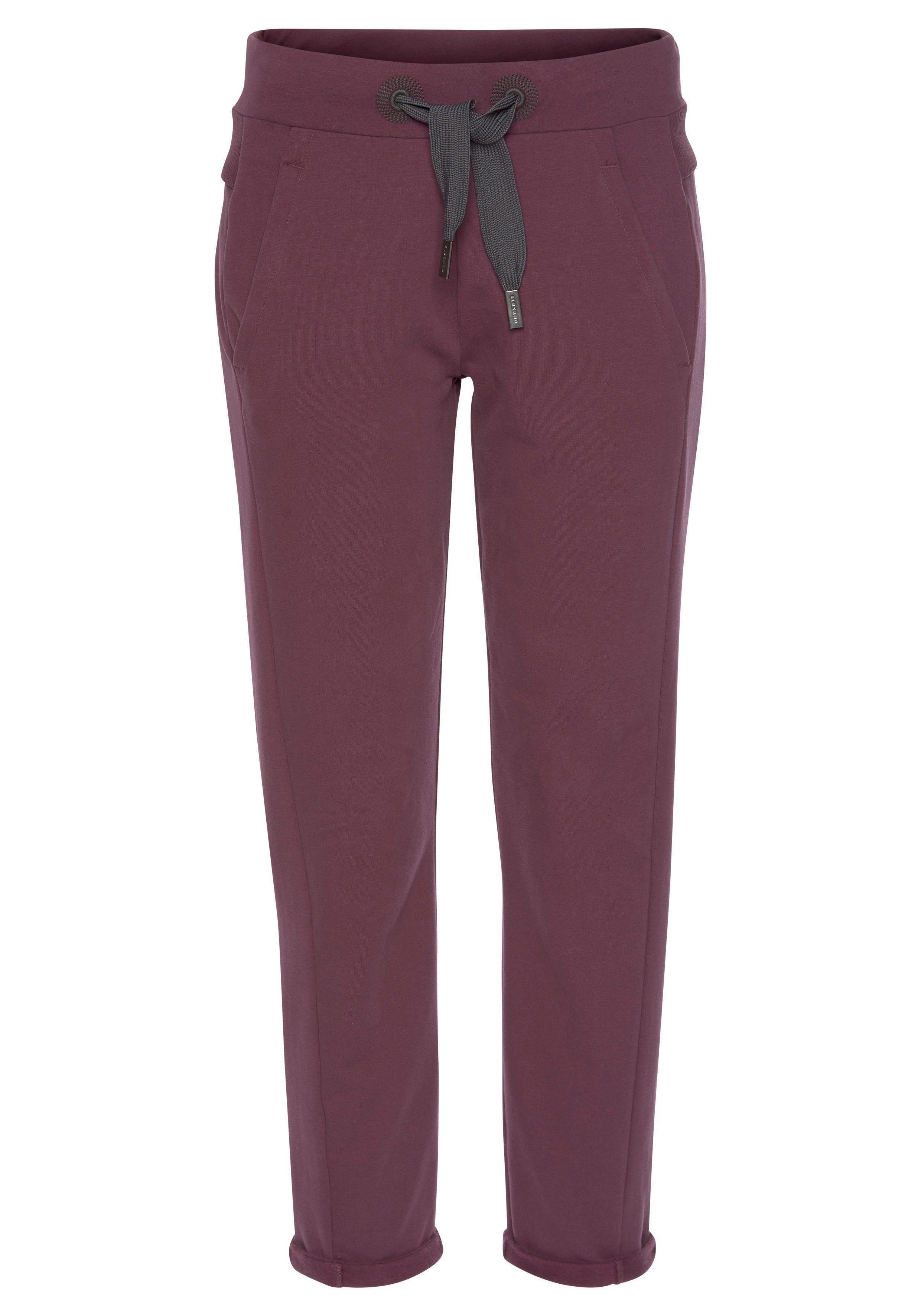 Elbsand Sweatbroek Brinja met logoprint op de tailleband en zakken, joggingbroek, loungebroek strandbroeken maat S (36) paars